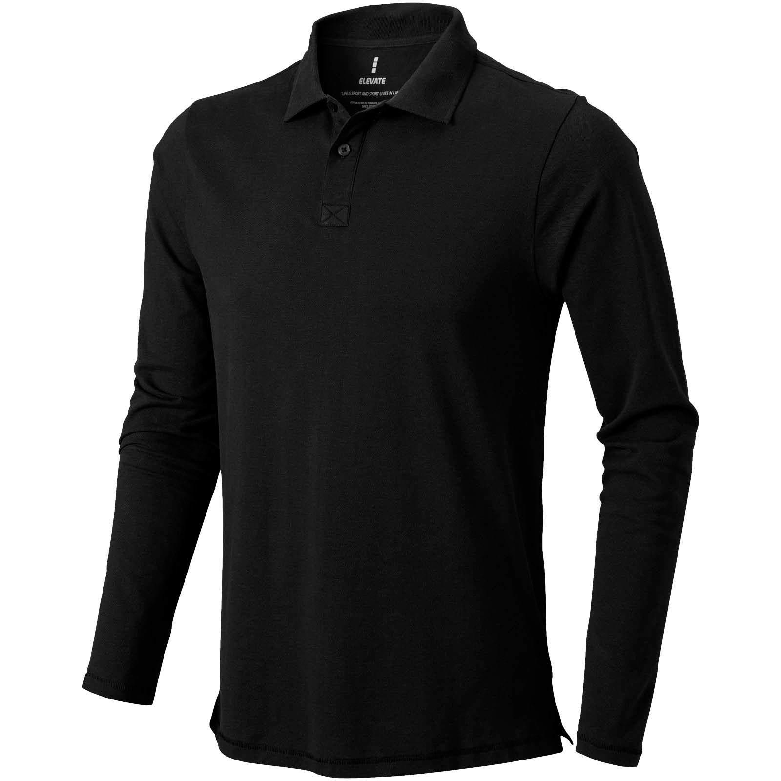 Calgary 180 g/m² Langarm Poloshirt für Herren – Schwarz – 3XL
