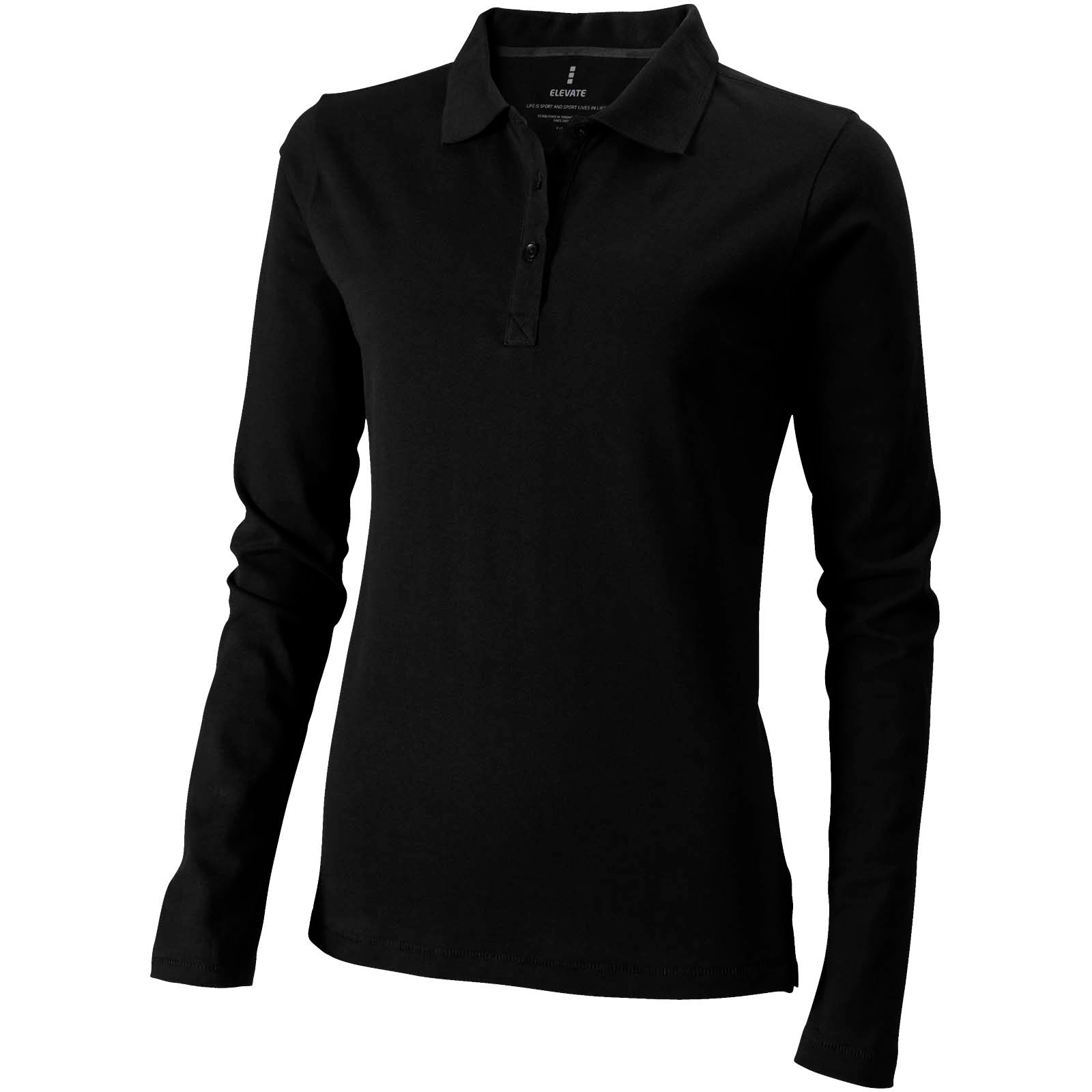 Calgary 180 g/m² Langarm Poloshirt für Damen – Schwarz – XXL