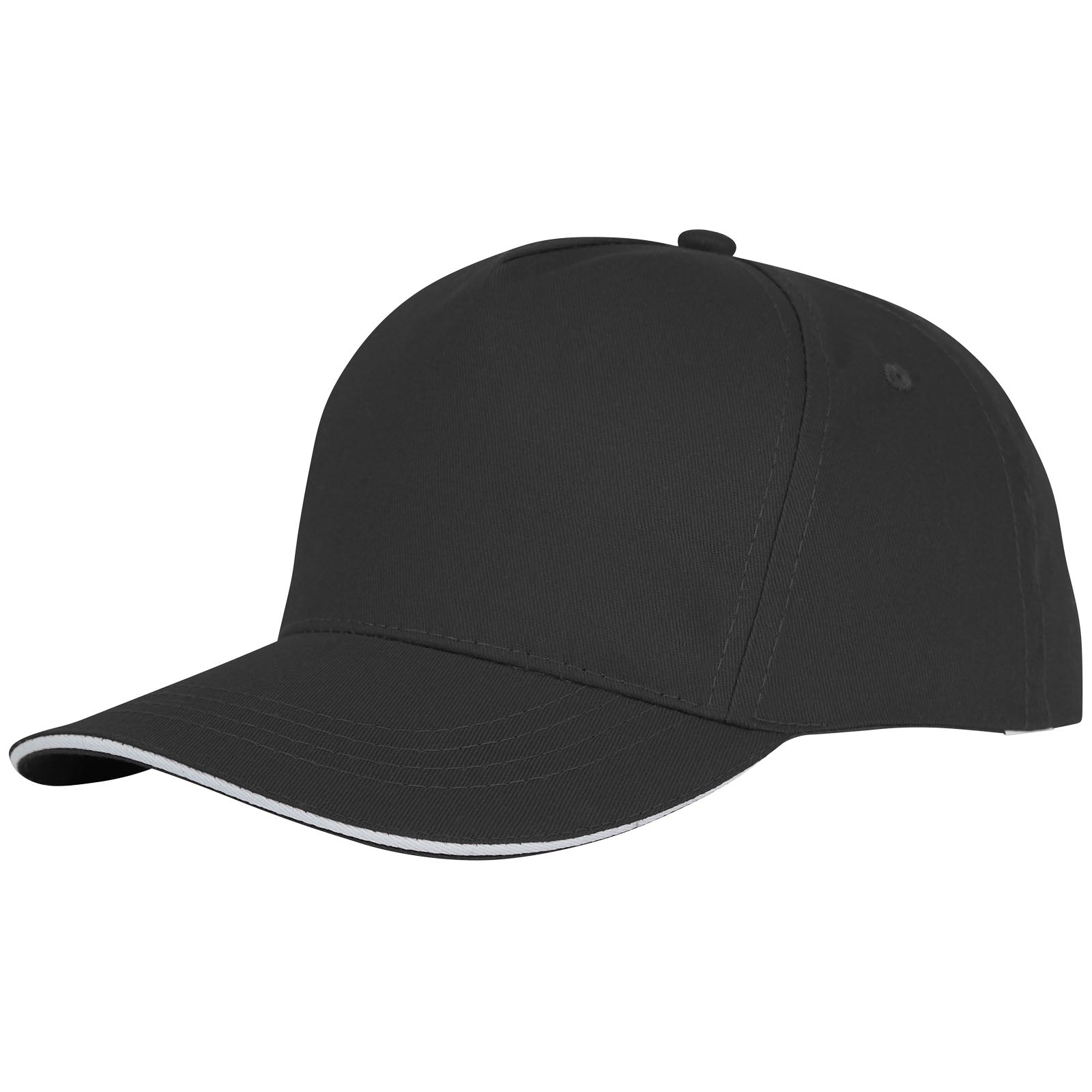Ceto 175 g/m² Kappe mit 5 Segmenten und Sandwichschirm – Schwarz