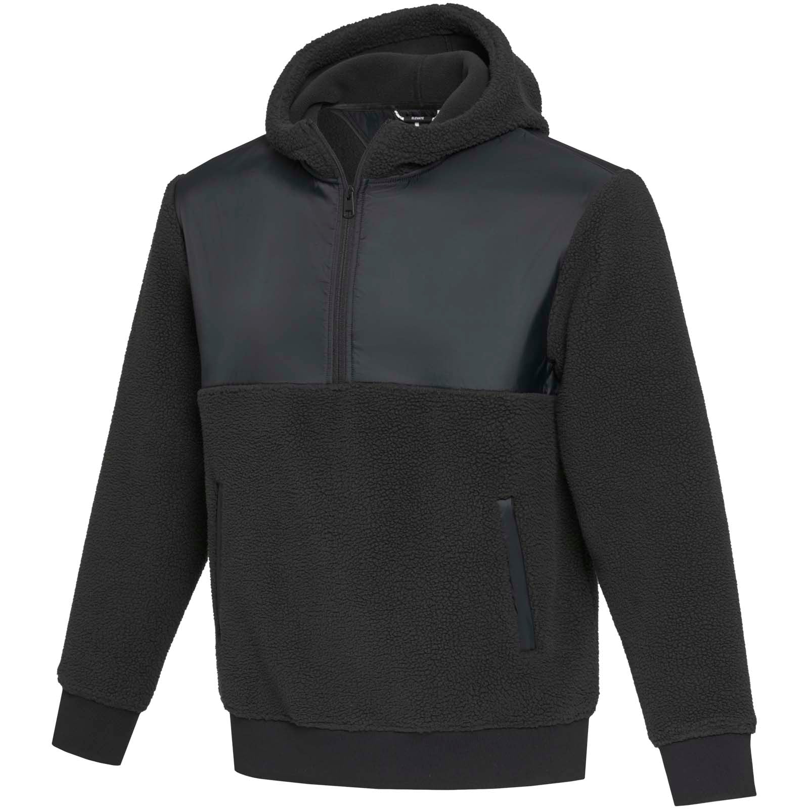 Evans 370 g/m² Sherpa Fleecepullover Half-Zip Unisex – Schwarz – XXS
