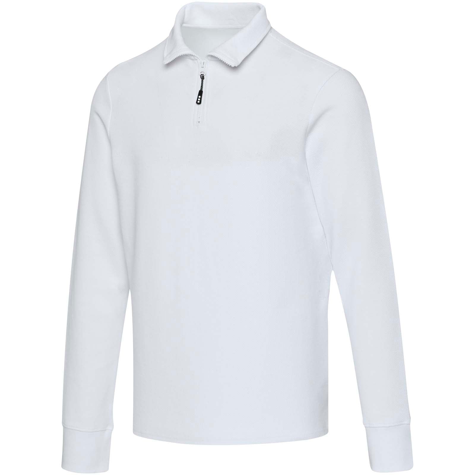 Apollo 245 g/m² Langarm Poloshirt Unisex mit Reißverschluss – Weiss – 3XS