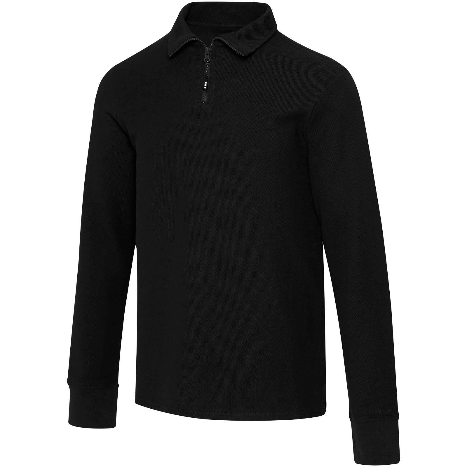 Apollo 245 g/m² Langarm Poloshirt Unisex mit Reißverschluss – Schwarz – 3XS