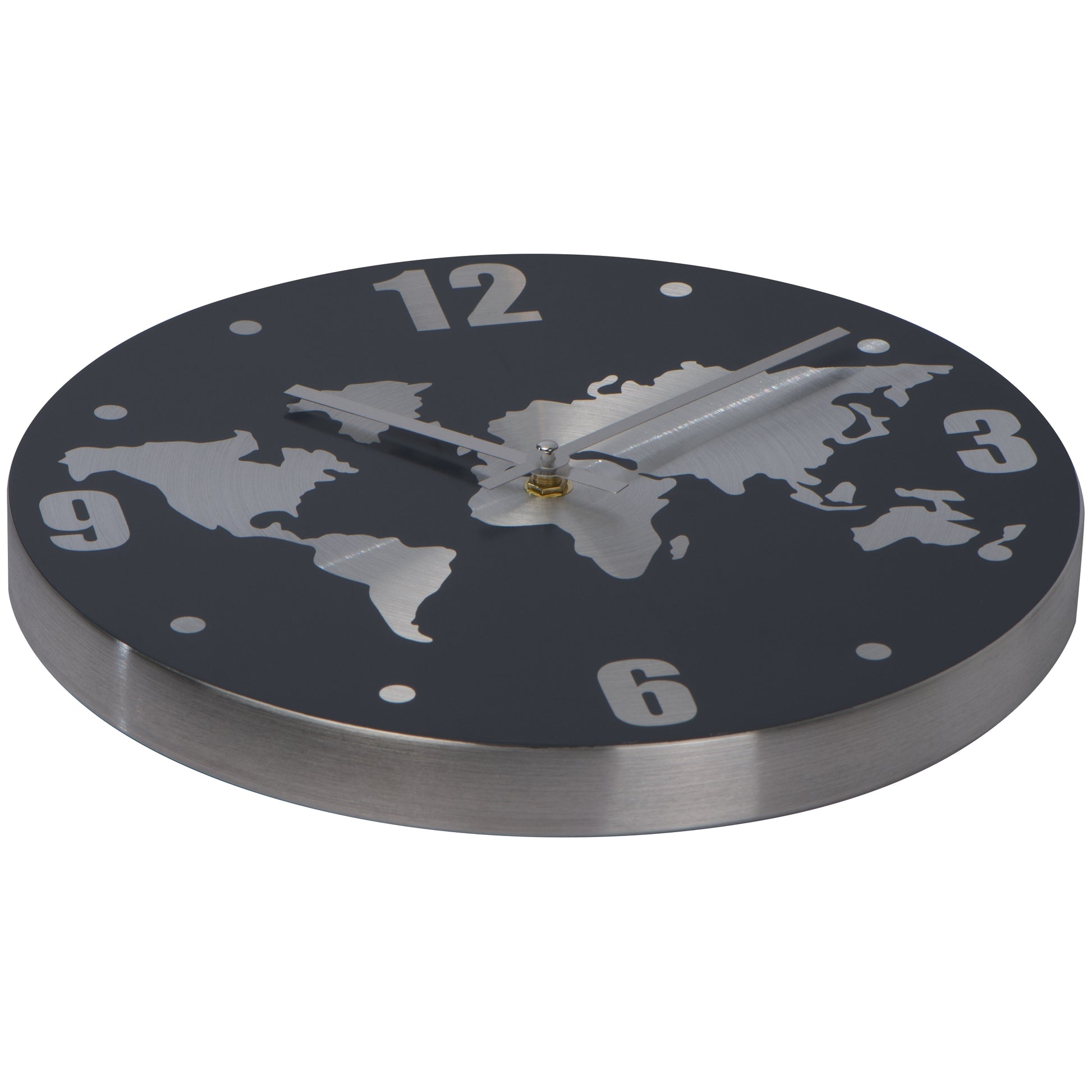 Wanduhr aus Aluminium mit Weltkarte BALTASAR