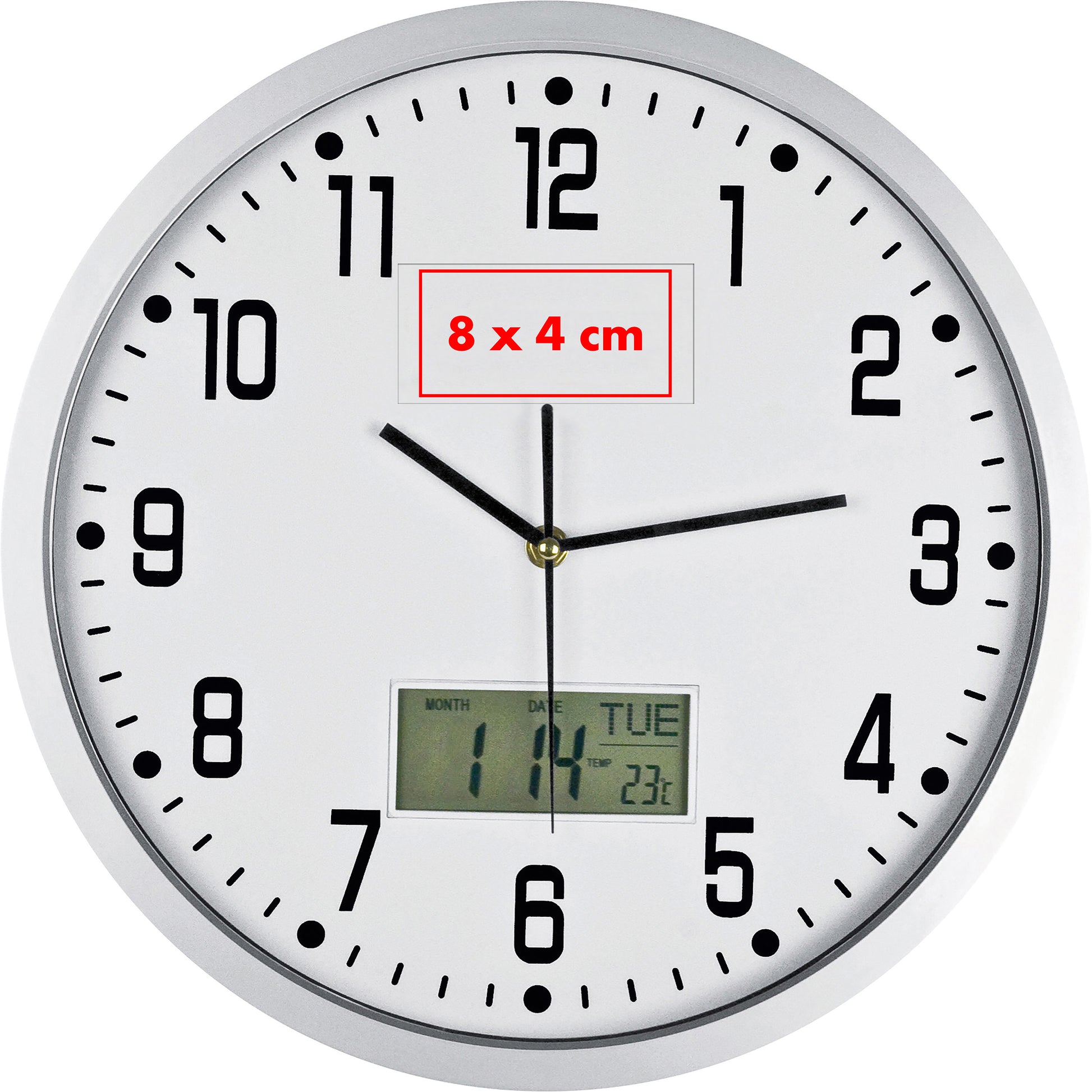 Analoge Wanduhr mit Digitalanzeige FRED