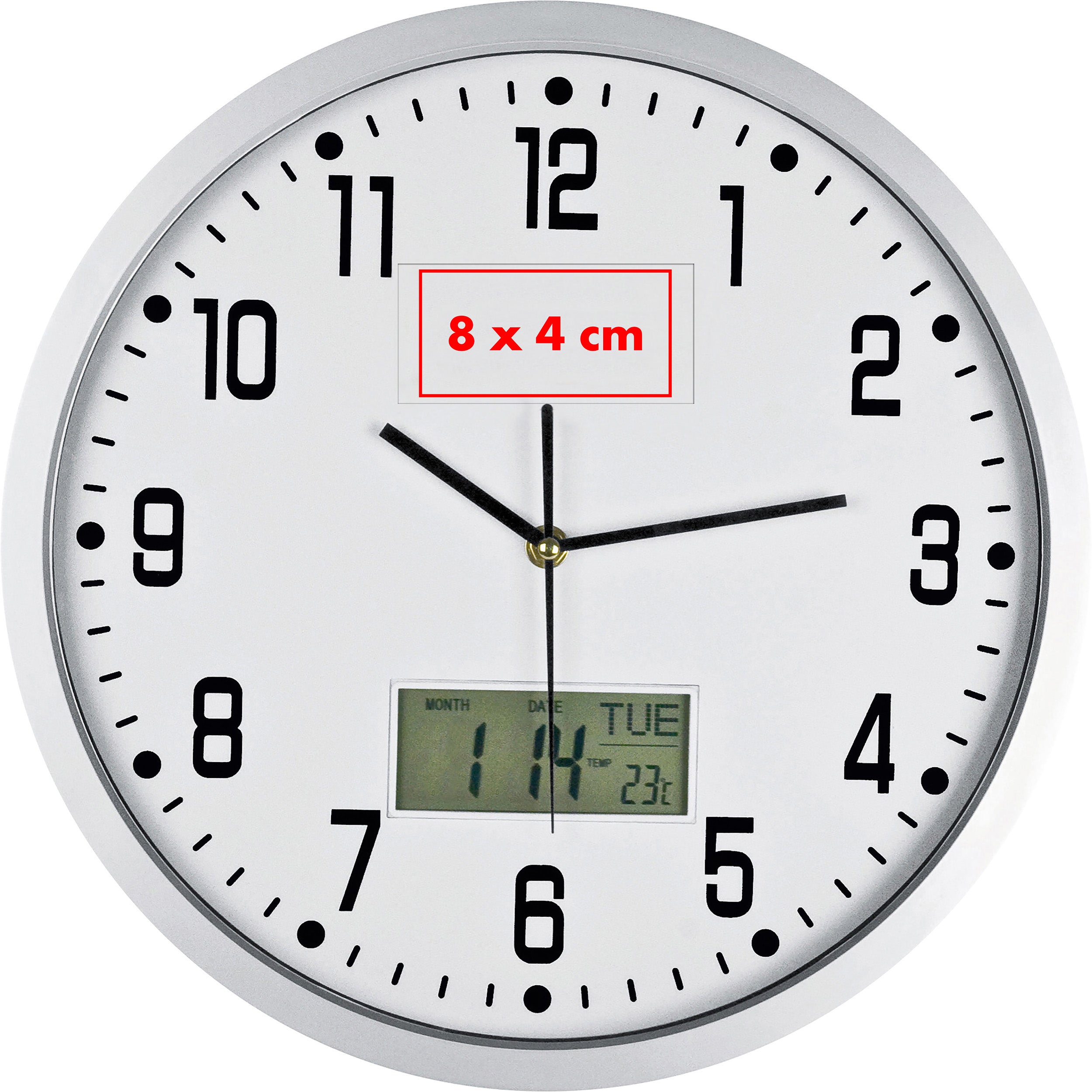 Analoge Wanduhr mit Digitalanzeige FRED