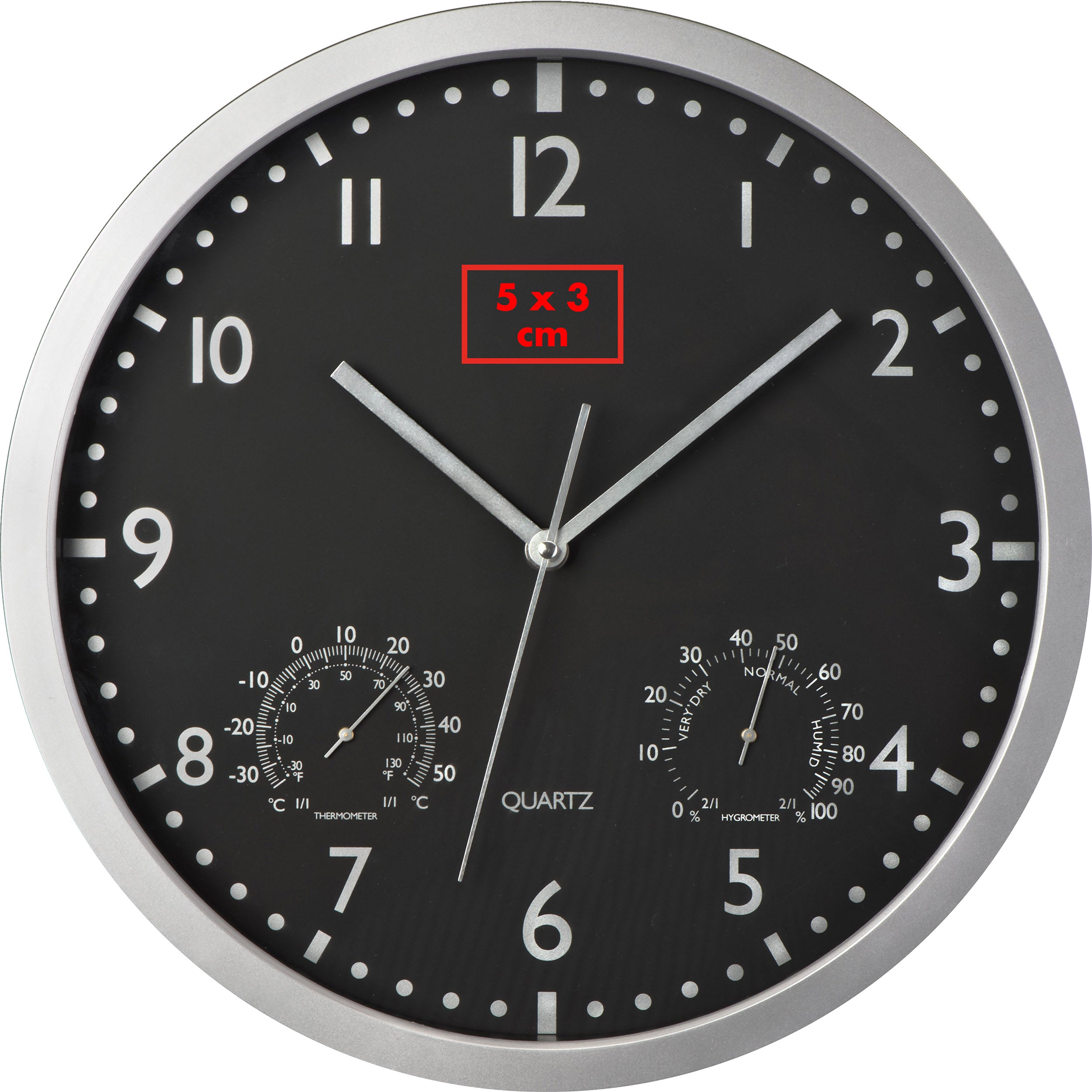 Wanduhr mit Hygro - und Thermometer LUIZA