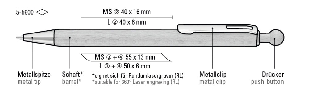 UMA WOODY Druckkugelschreiber – Druckskizze