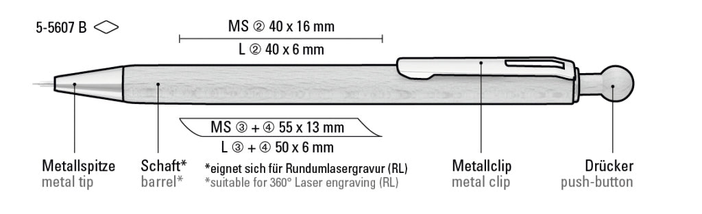 UMA WOODY B Druckbleistift – Druckskizze