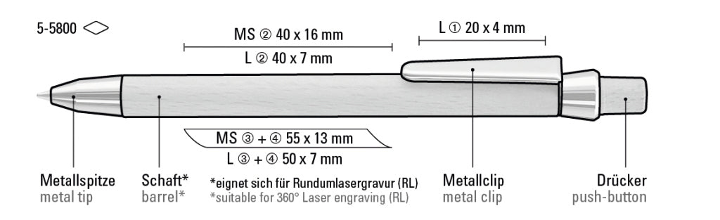 UMA BEECH Druckkugelschreiber – Druckskizze
