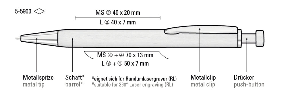 UMA LEAF Druckkugelschreiber – Druckskizze
