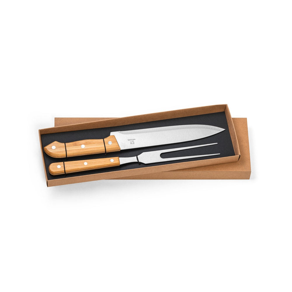 SALSA. Grill-Set aus Bambus und Edelstahl 2-teilig bestehend aus einer Grillgabel und einem Messer – zusätzliche Ansicht
