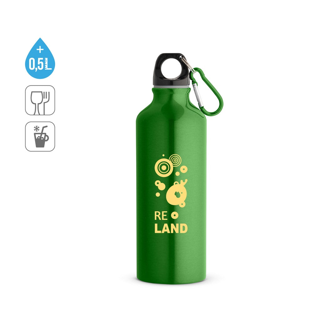 RE-LANDSCAPE M. Flasche aus recyceltem Aluminium (100% rAL) 530 mL mit Karabiner