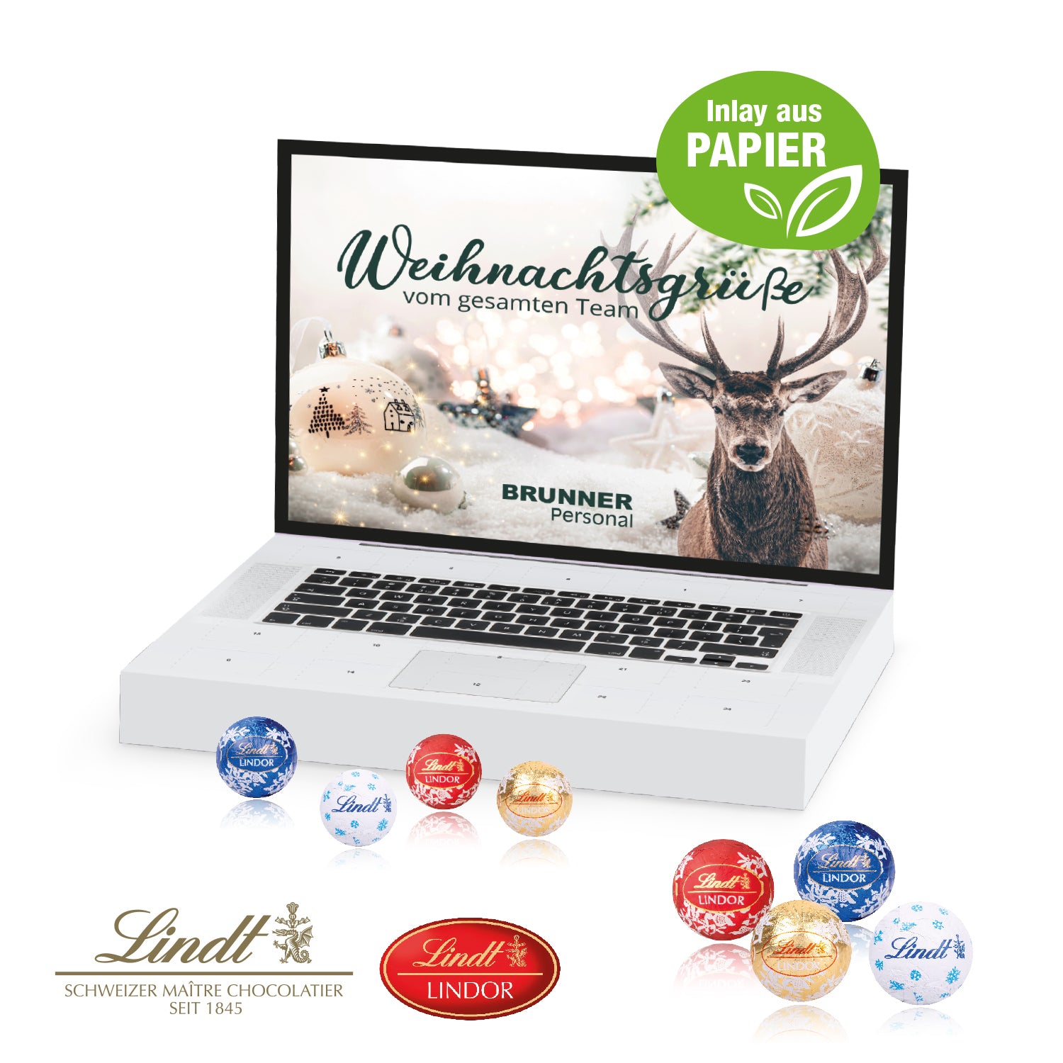 Laptop-Adventskalender mit Lindt Minis – Produktansicht