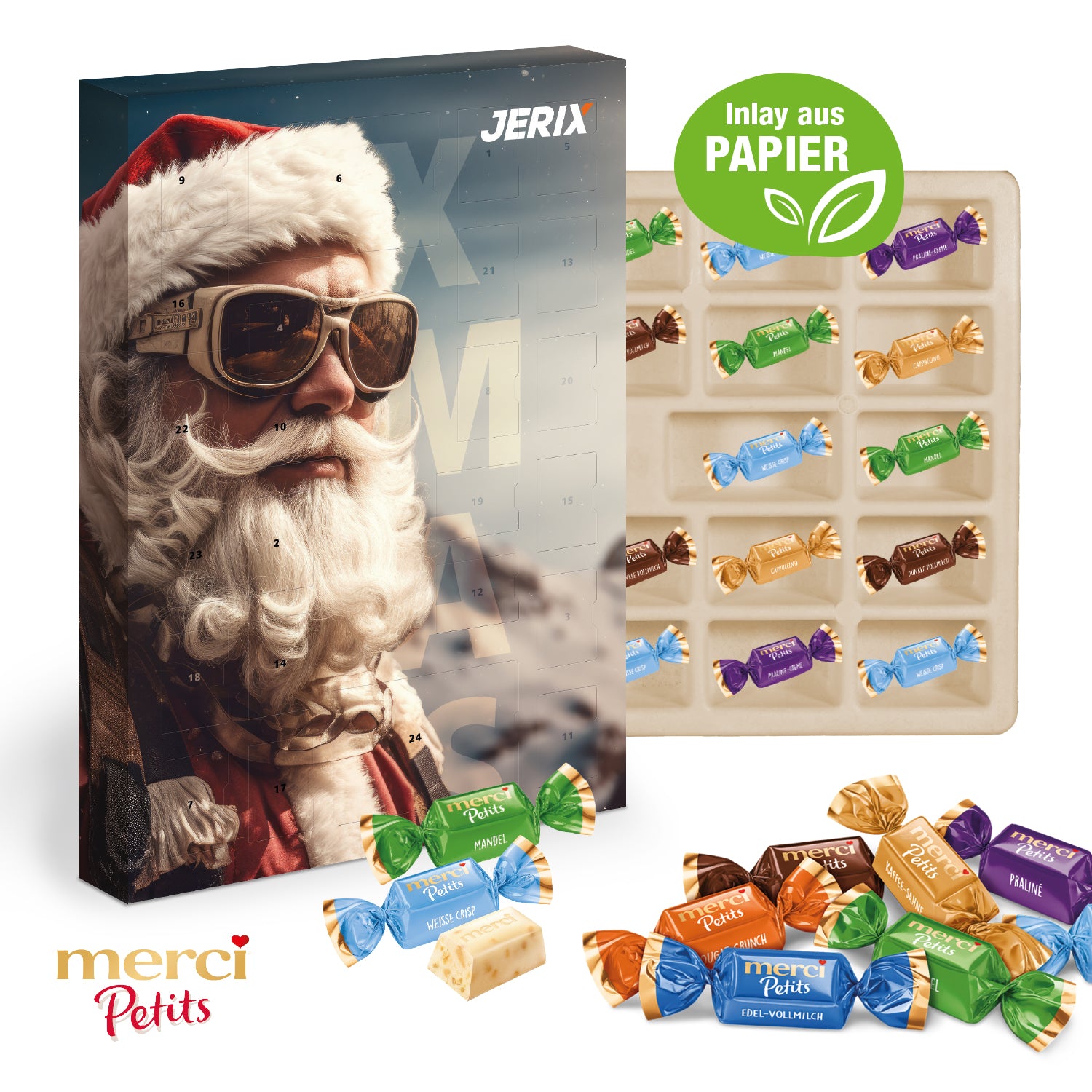 Adventskalender mit Merci Petits – mit Papier-Inlay – Produktansicht