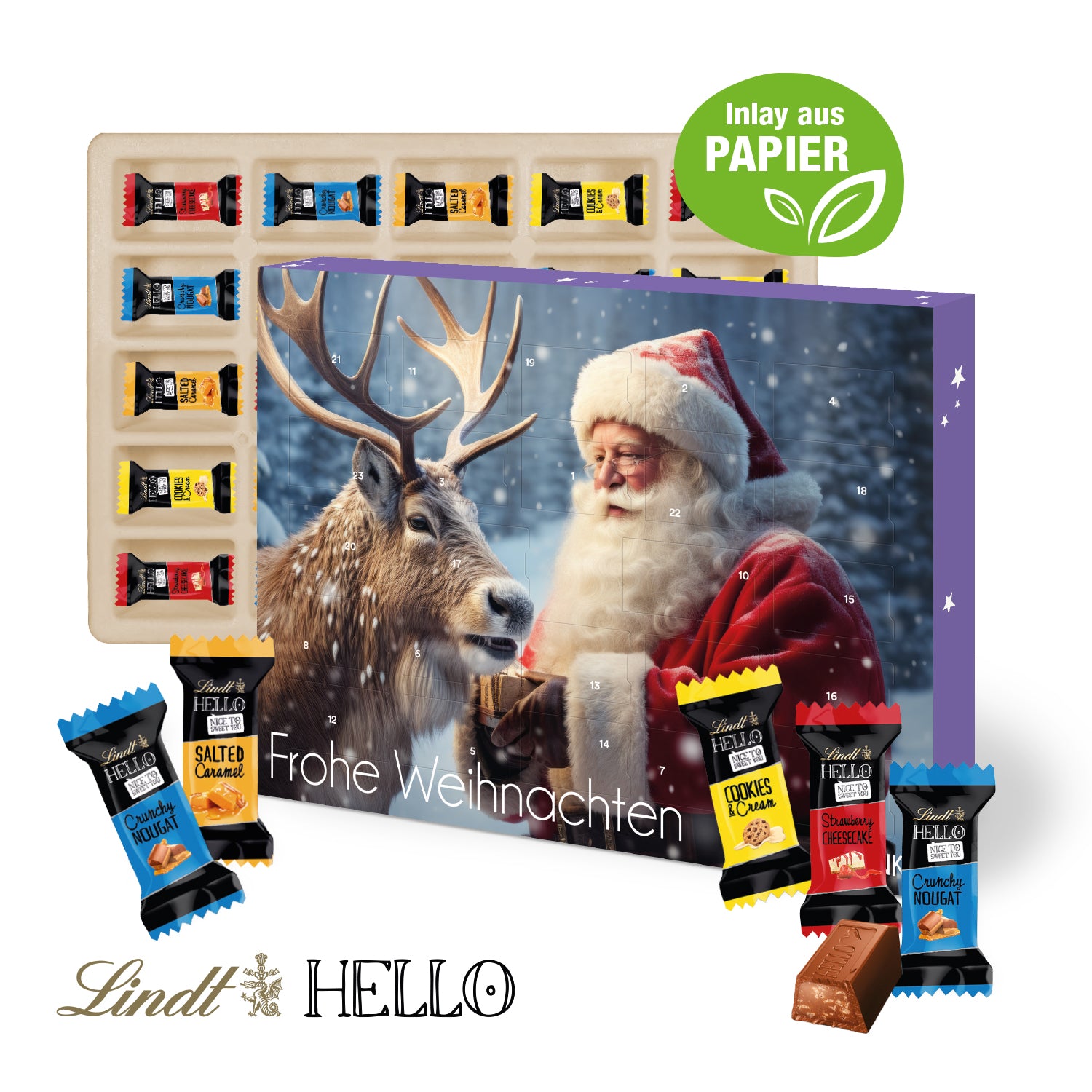 Wand-Adventskalender Lindt HELLO – mit Papier-Inlay – Produktansicht