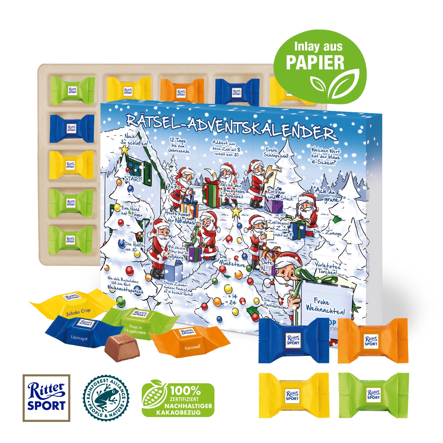 Adventskalender mit Ritter SPORT Schokowürfeln – Produktansicht