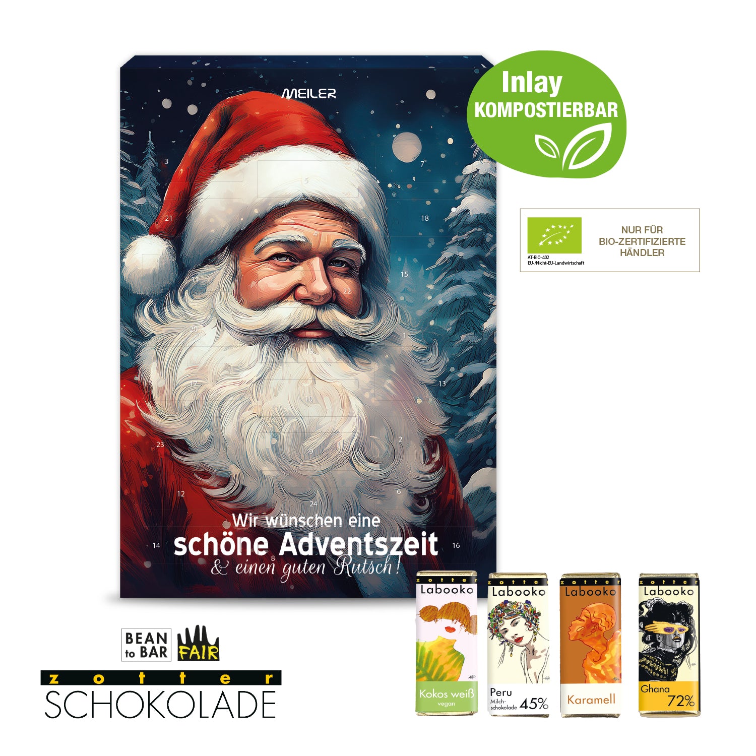 Adventskalender mit Zotter Schokolade – Produktansicht