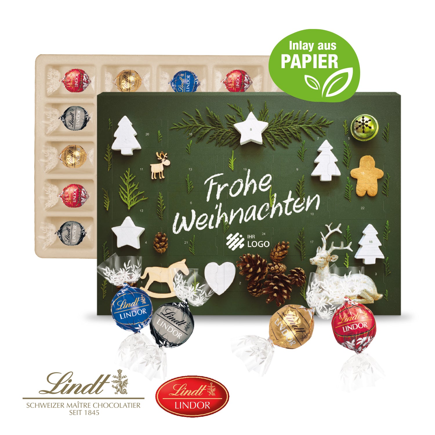 Adventskalender Lindt Lindor – mit Papier-Inlay – Produktansicht