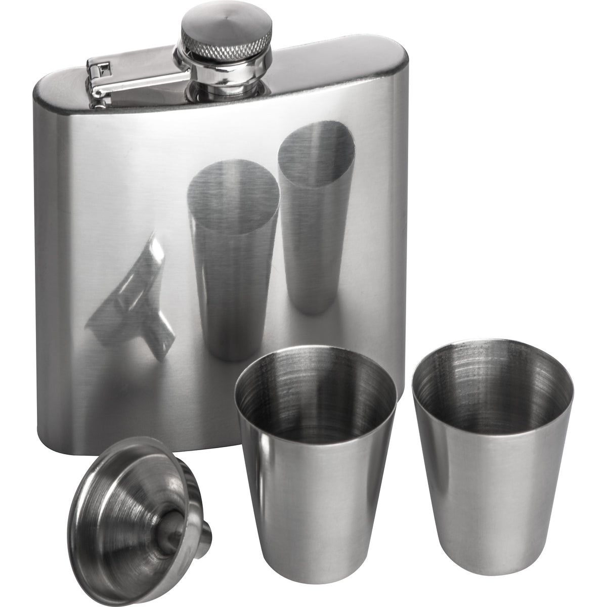 Flachmann Set mit 2 Pinnchen und Trichter aus Edelstahl FAITH