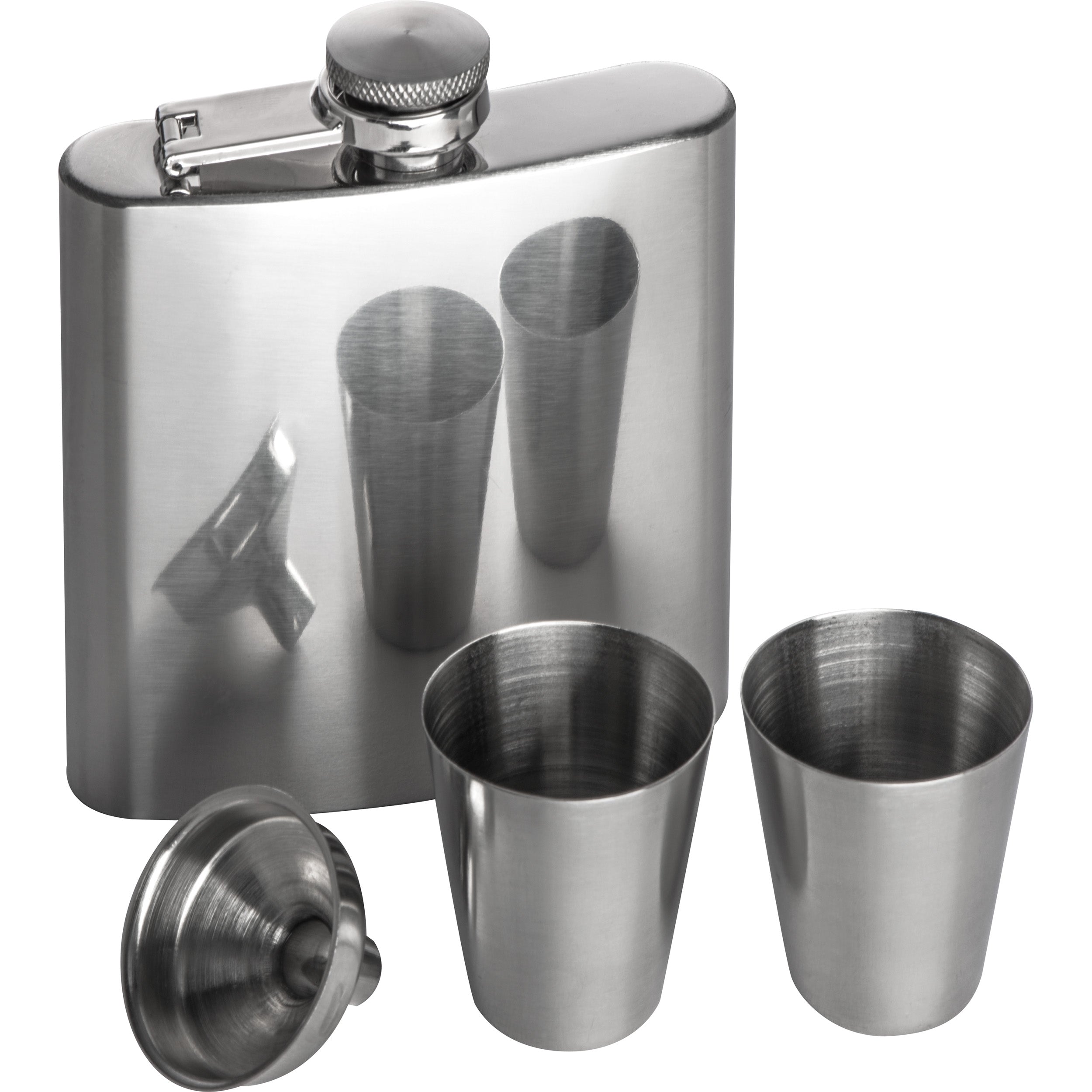 Flachmann Set mit 2 Pinnchen und Trichter aus Edelstahl FAITH