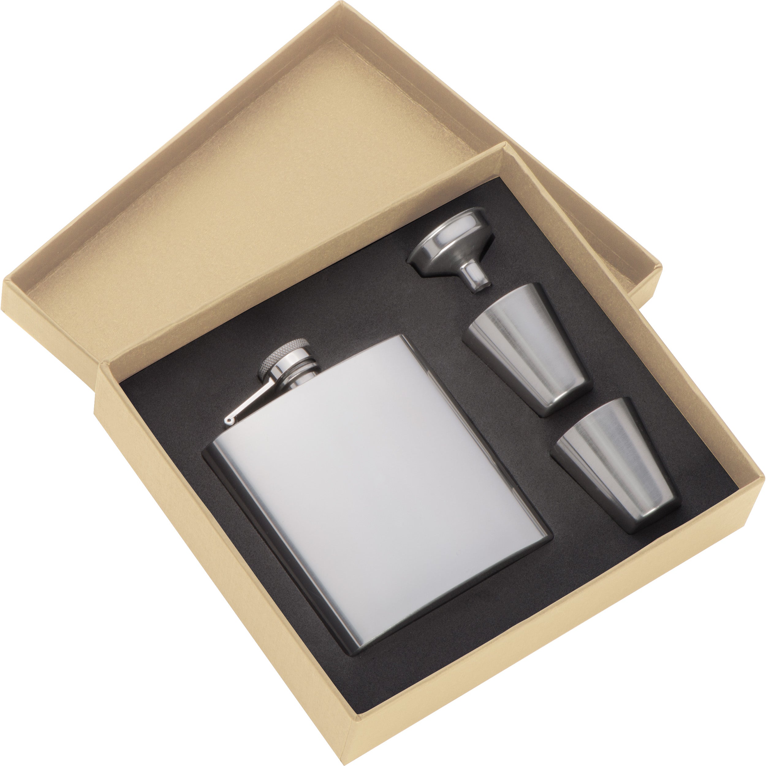 Flachmann Set mit 2 Pinnchen und Trichter aus Edelstahl FAITH