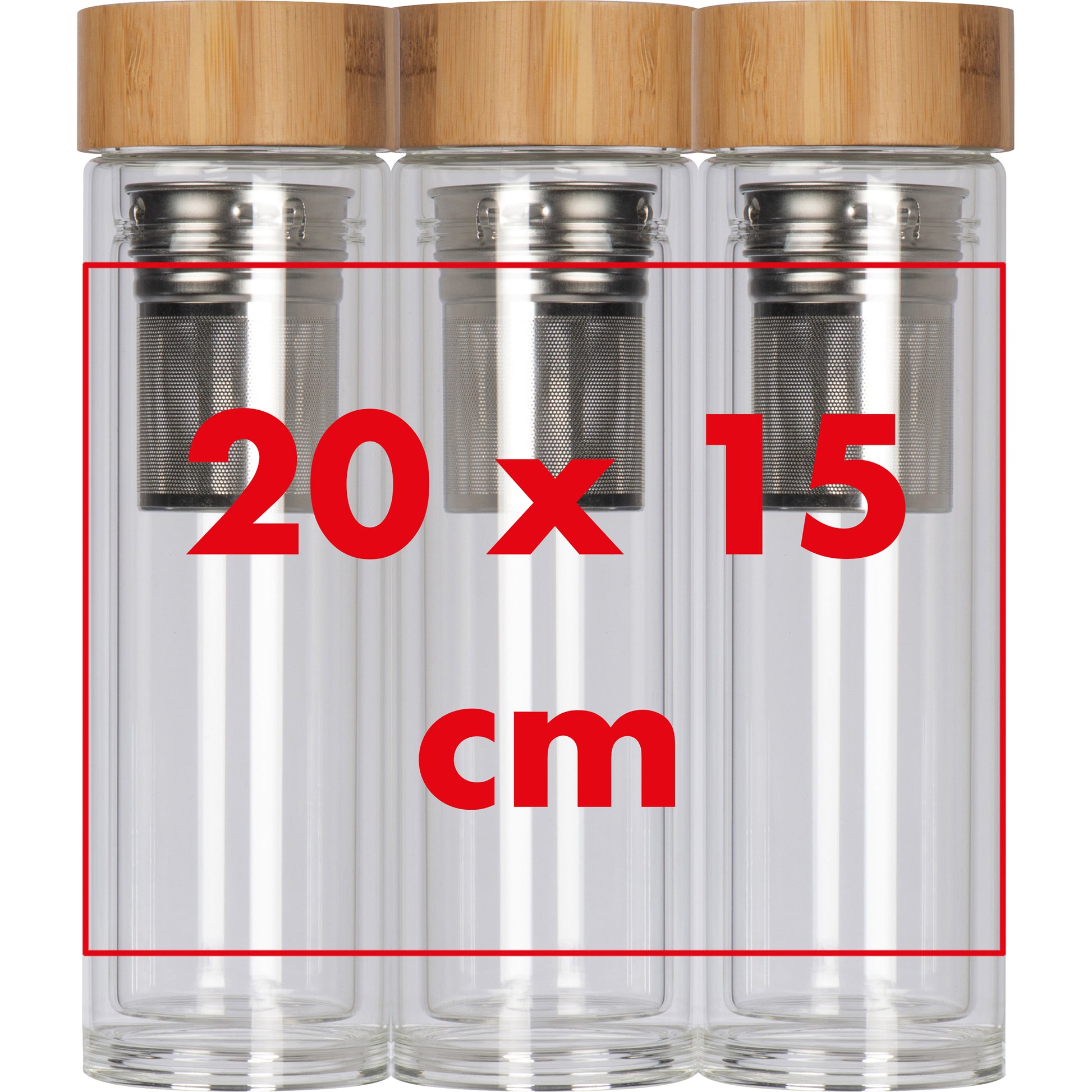 Vakuum Borosilikat Glasflasche mit Teesieb, 420 ml HENDRIK