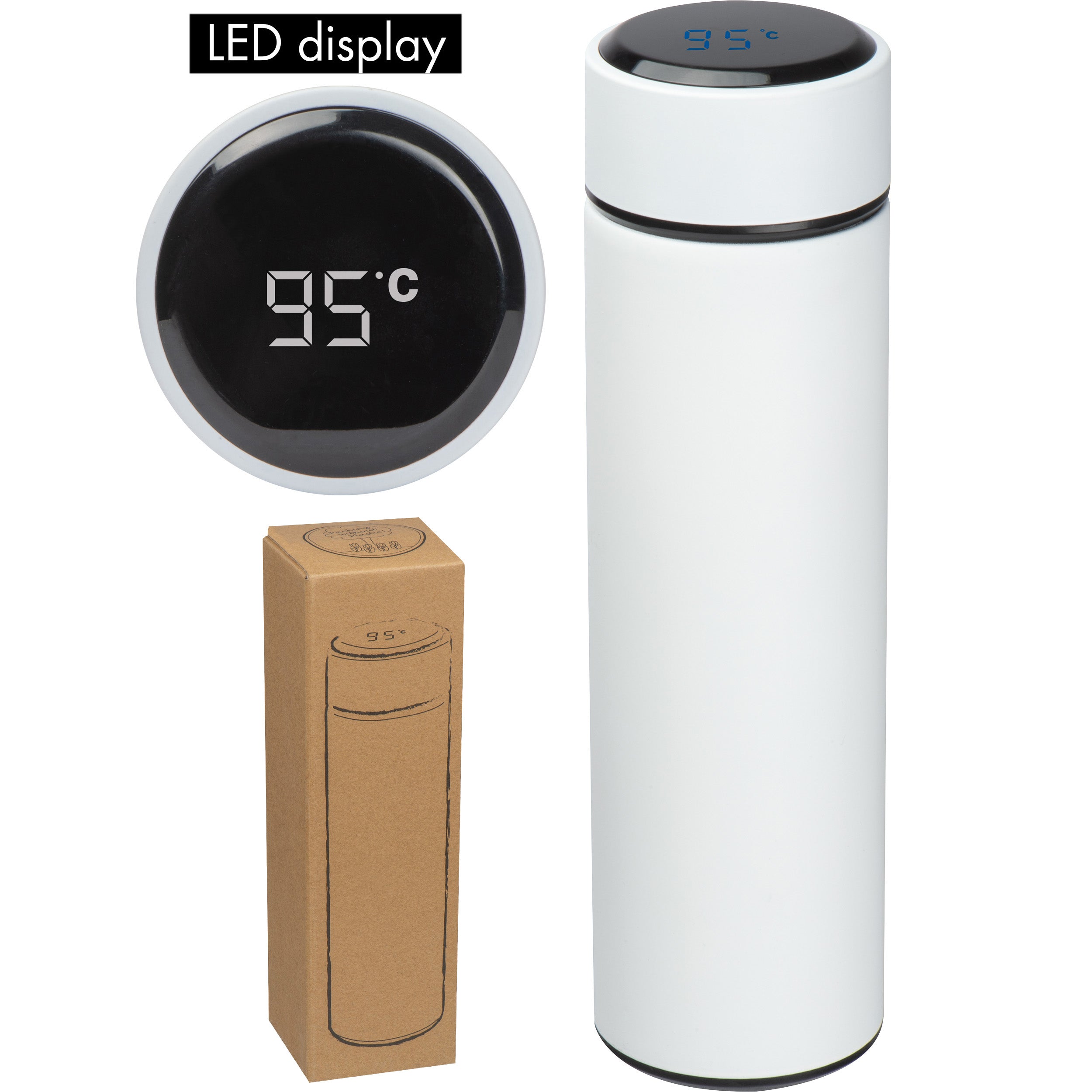 Vakuum Edelstahlflasche mit LED Temperaturanzeige WINSTON