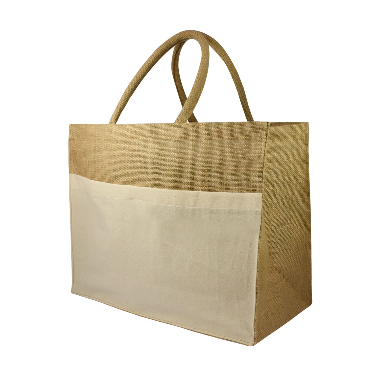 Juten Shopper mit Baumwollfach, 300 g/m²