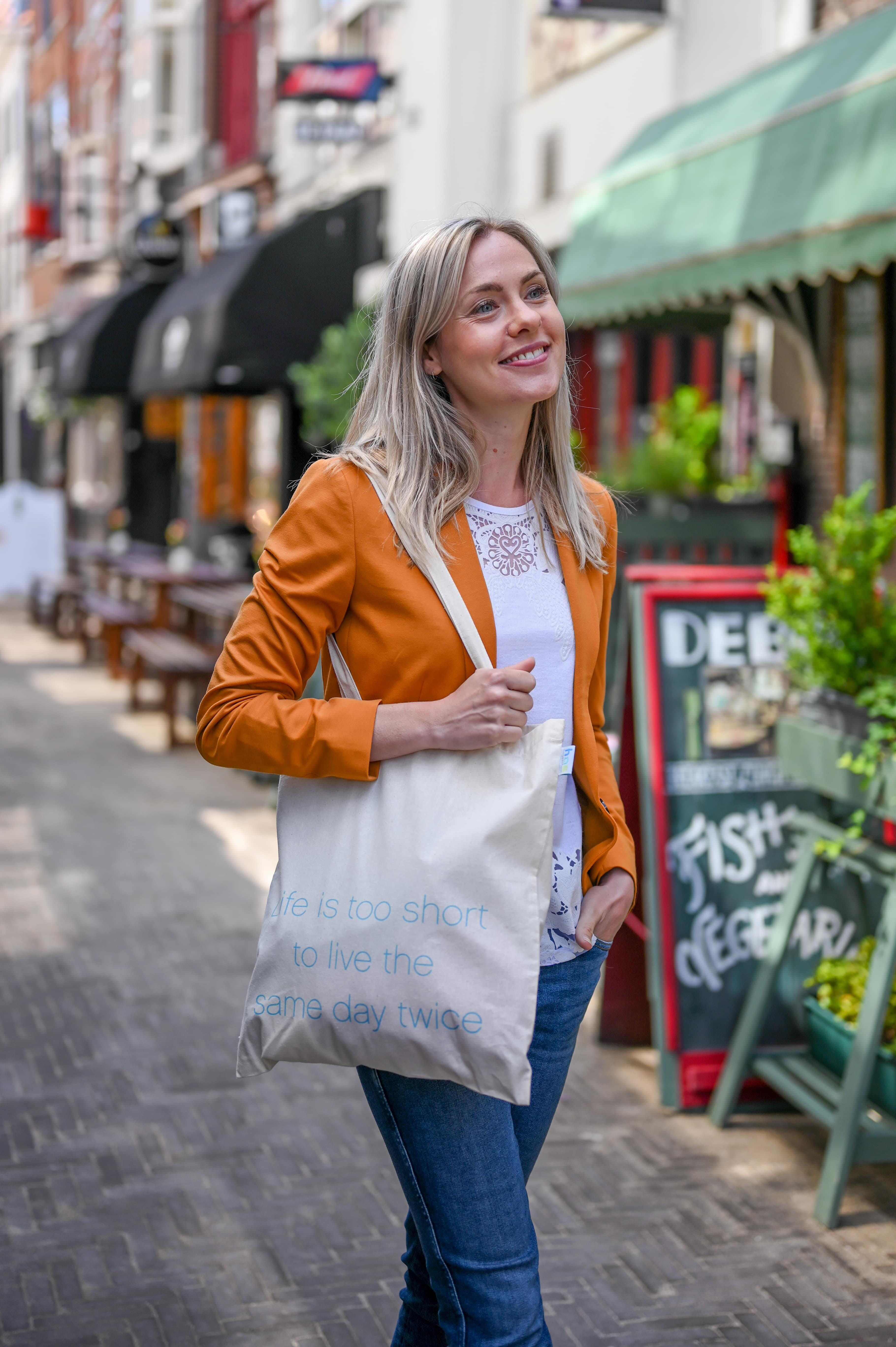 Baumwolltasche mit langen Henkeln, 140 g/m²