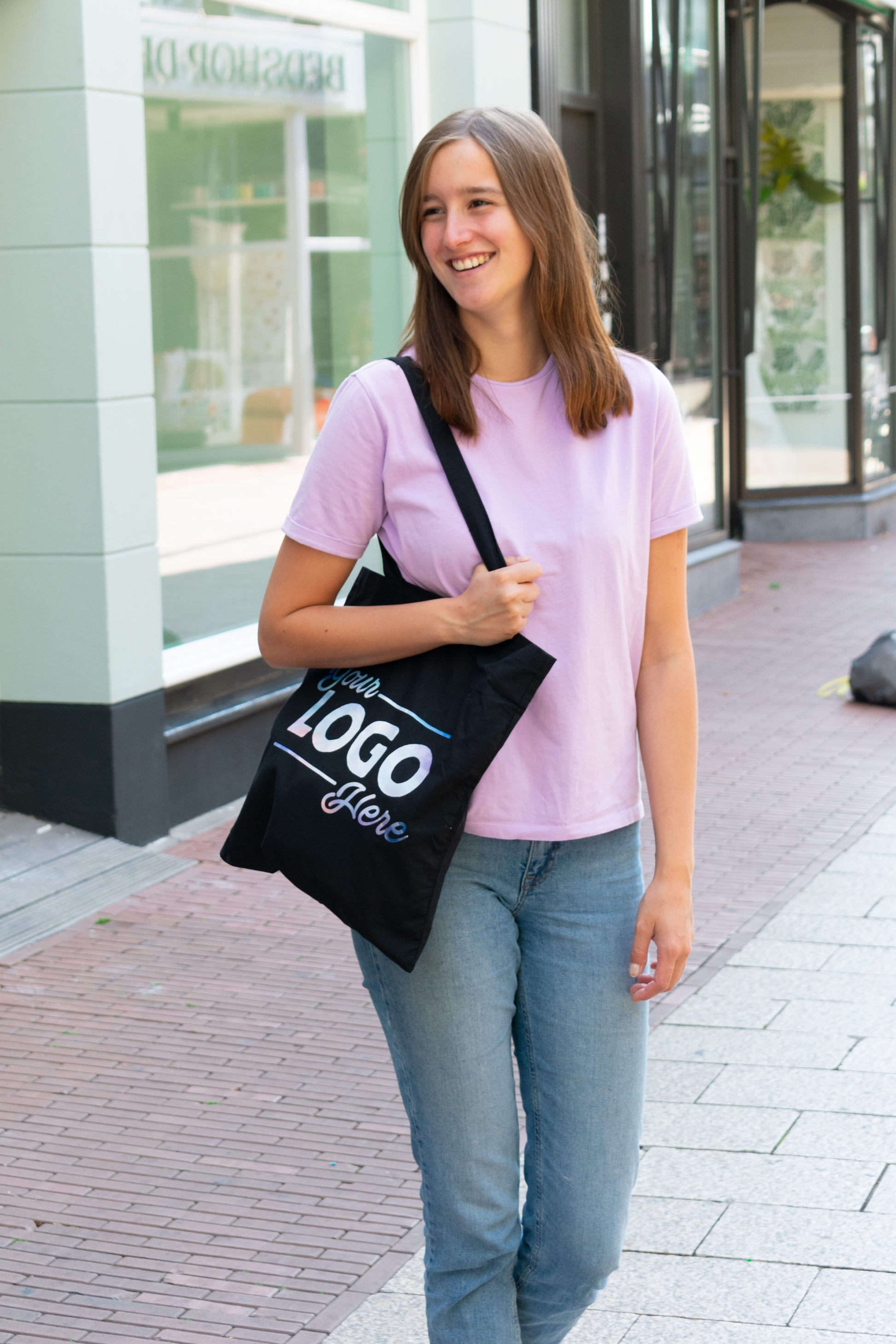 Bio-Baumwolltasche mit langen Henkeln, 135 g/m²