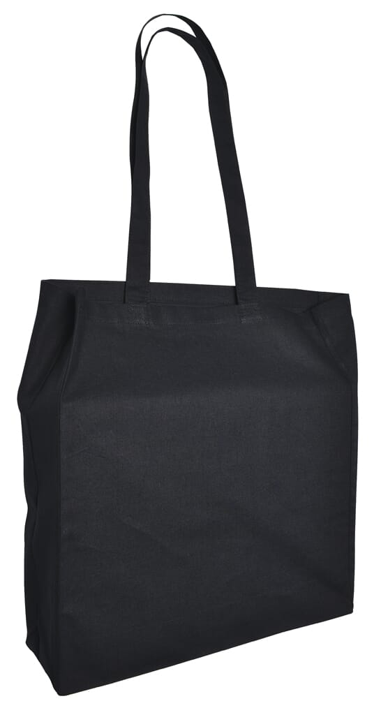 Baumwolltaschen mit langen Henkeln und Bodenfalte, 140 g/m²