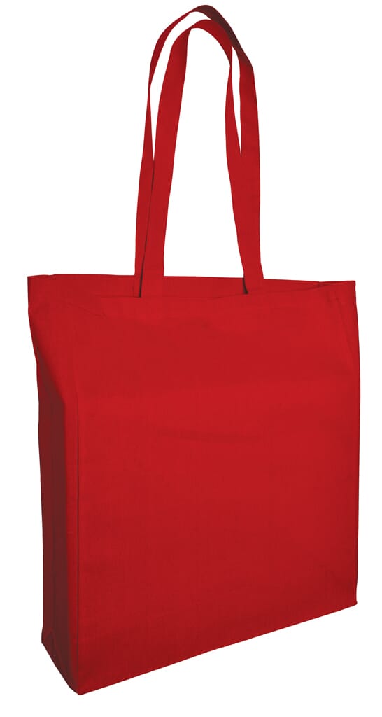 Baumwolltaschen mit langen Henkeln und Bodenfalte, 140 g/m²