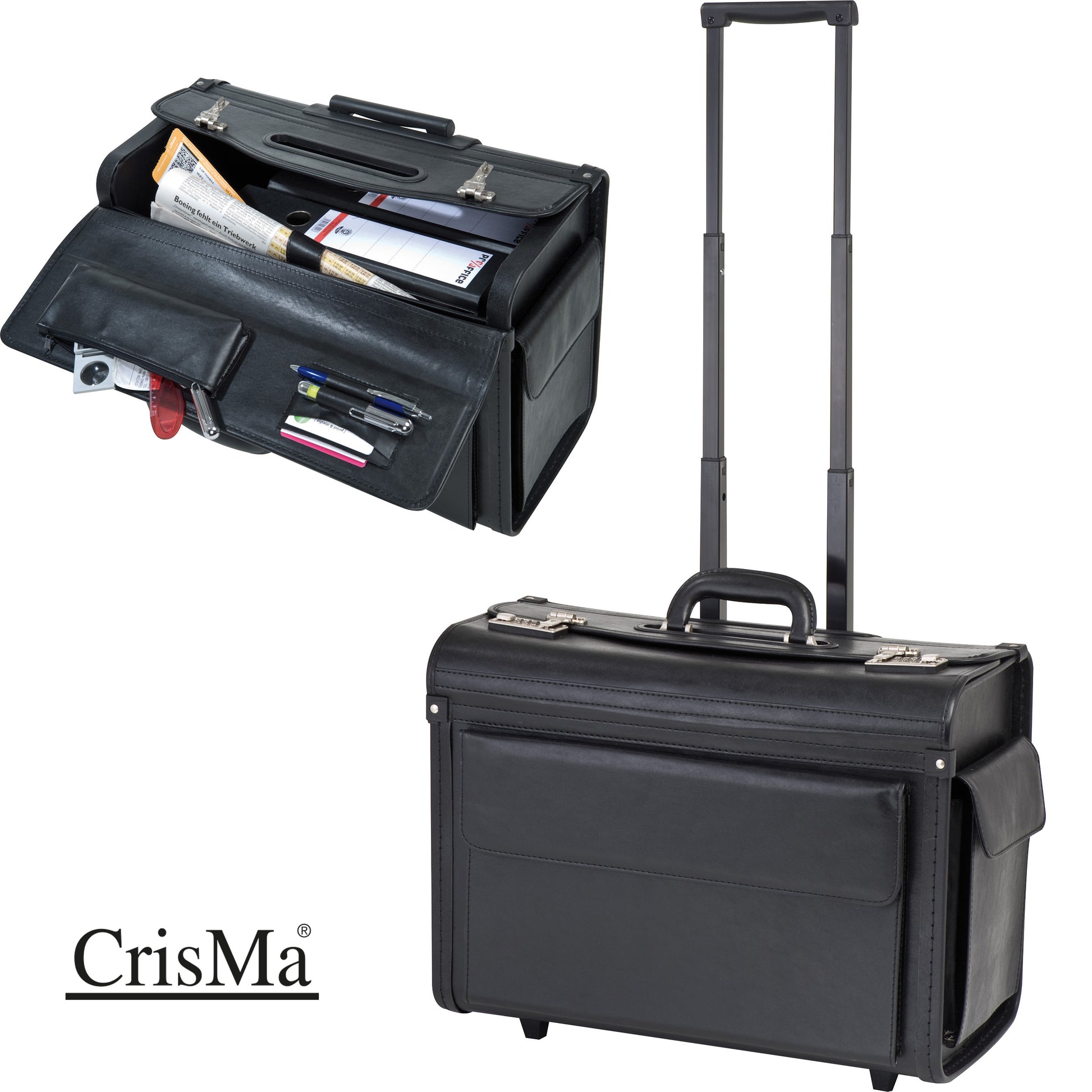 Akten-/Pilotenkoffer Trolley aus Kunstleder ETTORE