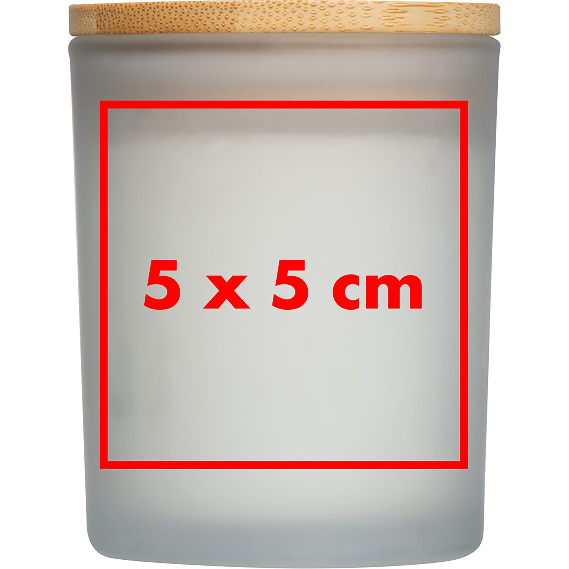 Kerze in gefrostetem Glas mit Bambusdeckel JOSEFA