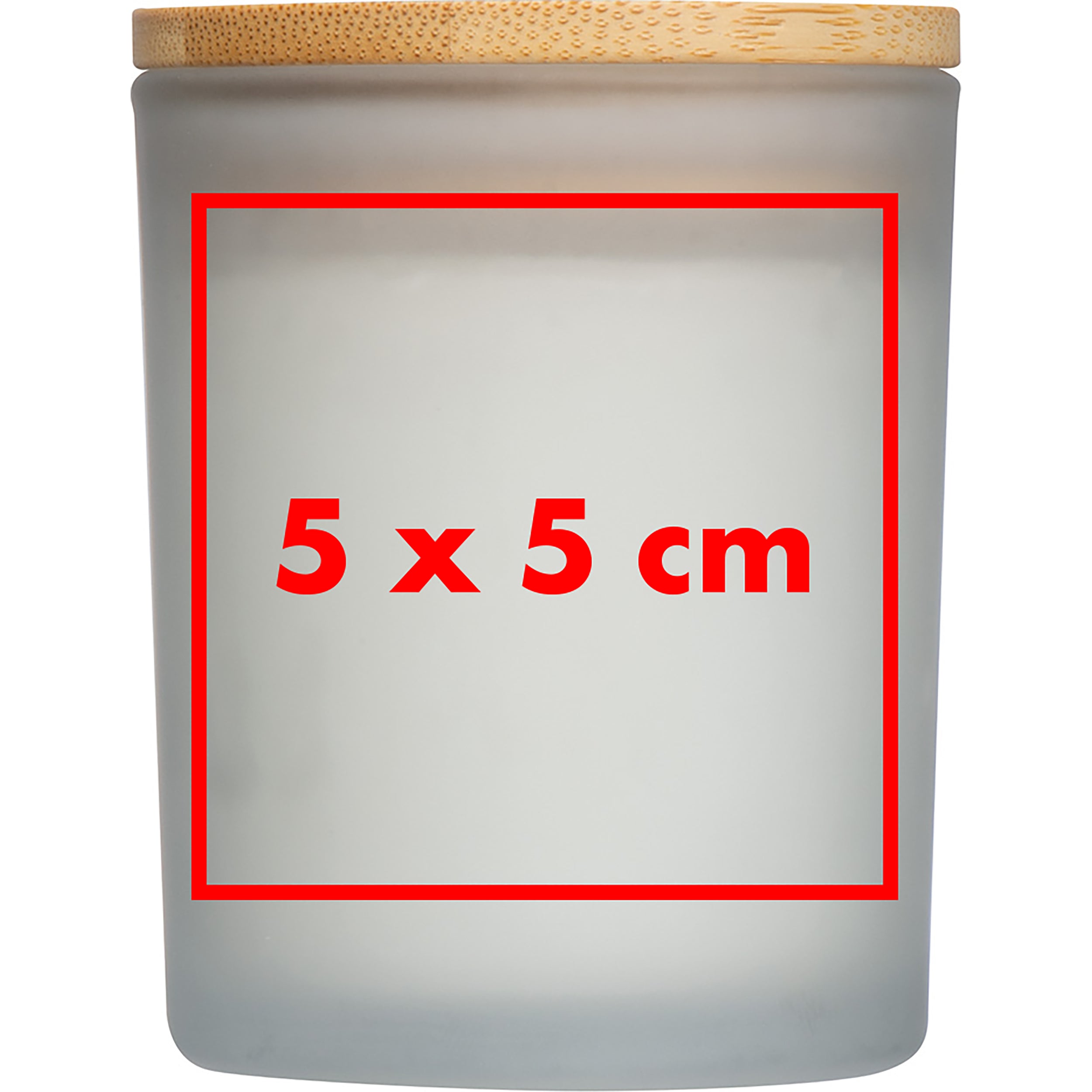 Kerze in gefrostetem Glas mit Bambusdeckel JOSEFA