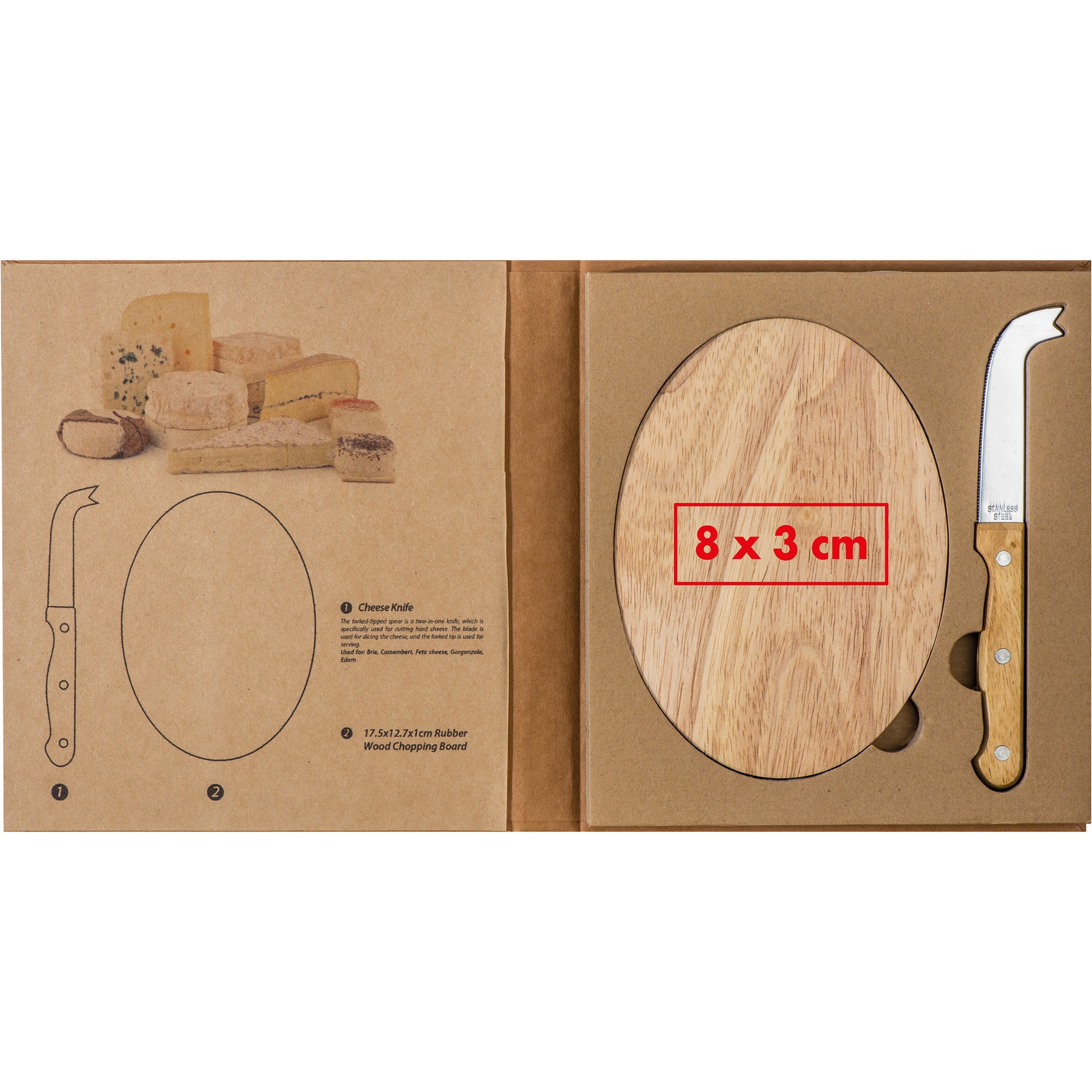 Käseset mit Holzbrettchen und Käsemesser EMILIO