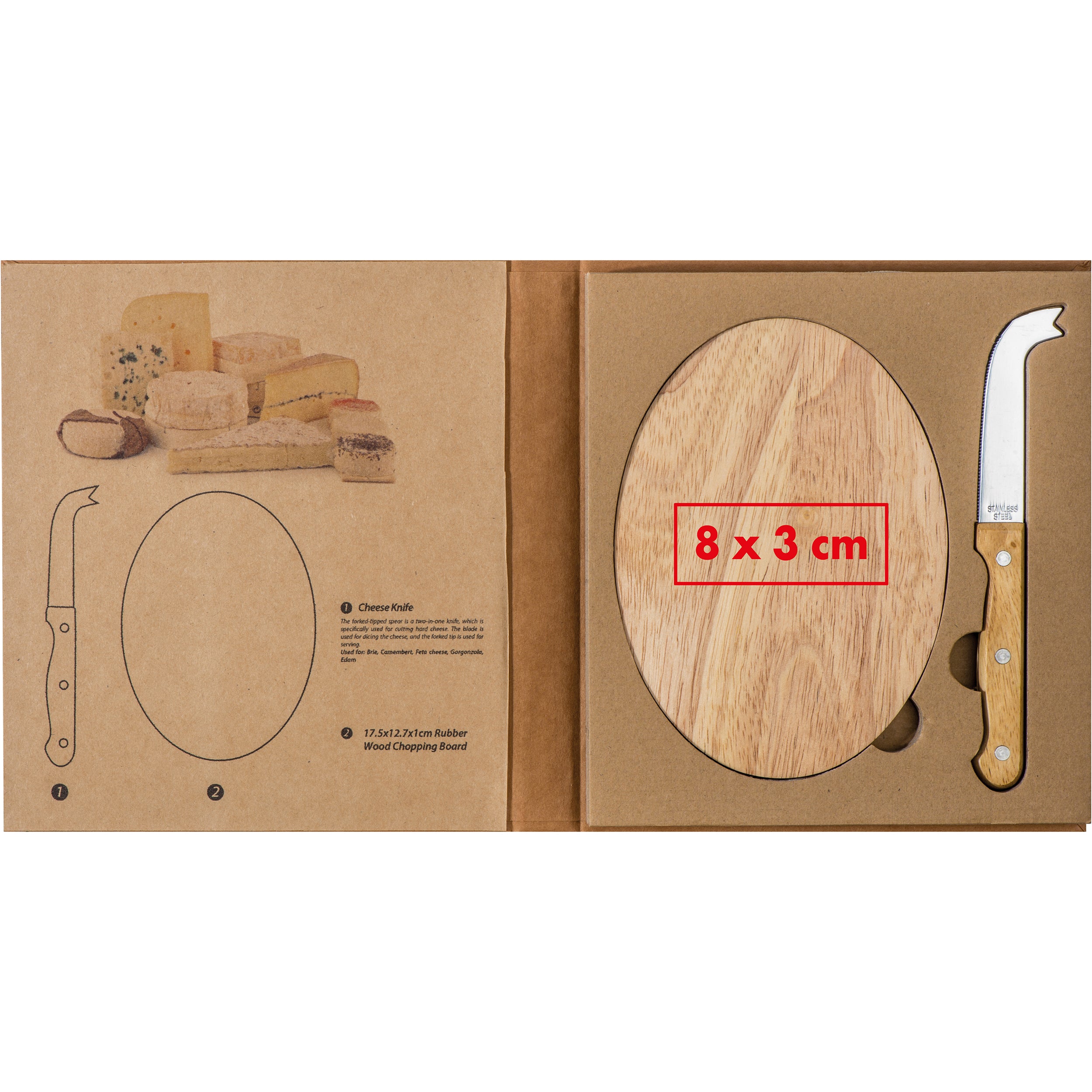 Käseset mit Holzbrettchen und Käsemesser EMILIO