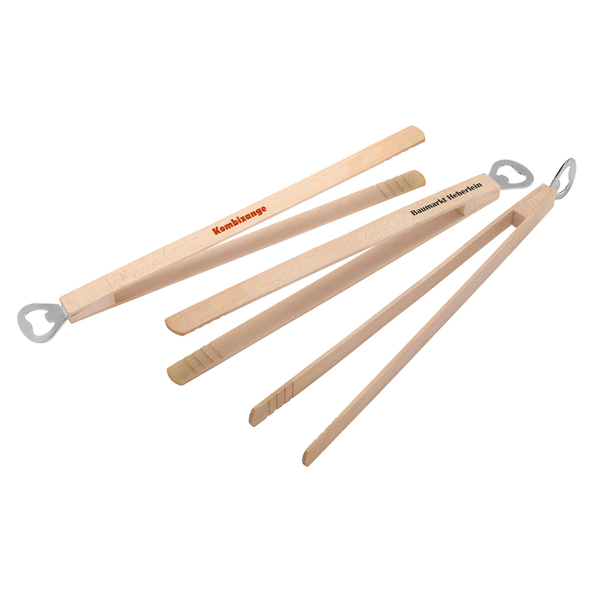 Grillzange Holz mit Flaschenöffner – Bild 2