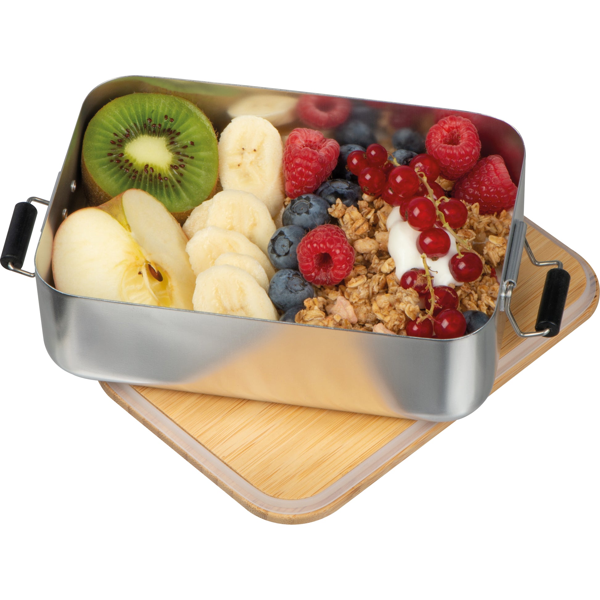 Brotzeitbox aus Aluminium mit Bambusdeckel ALBA