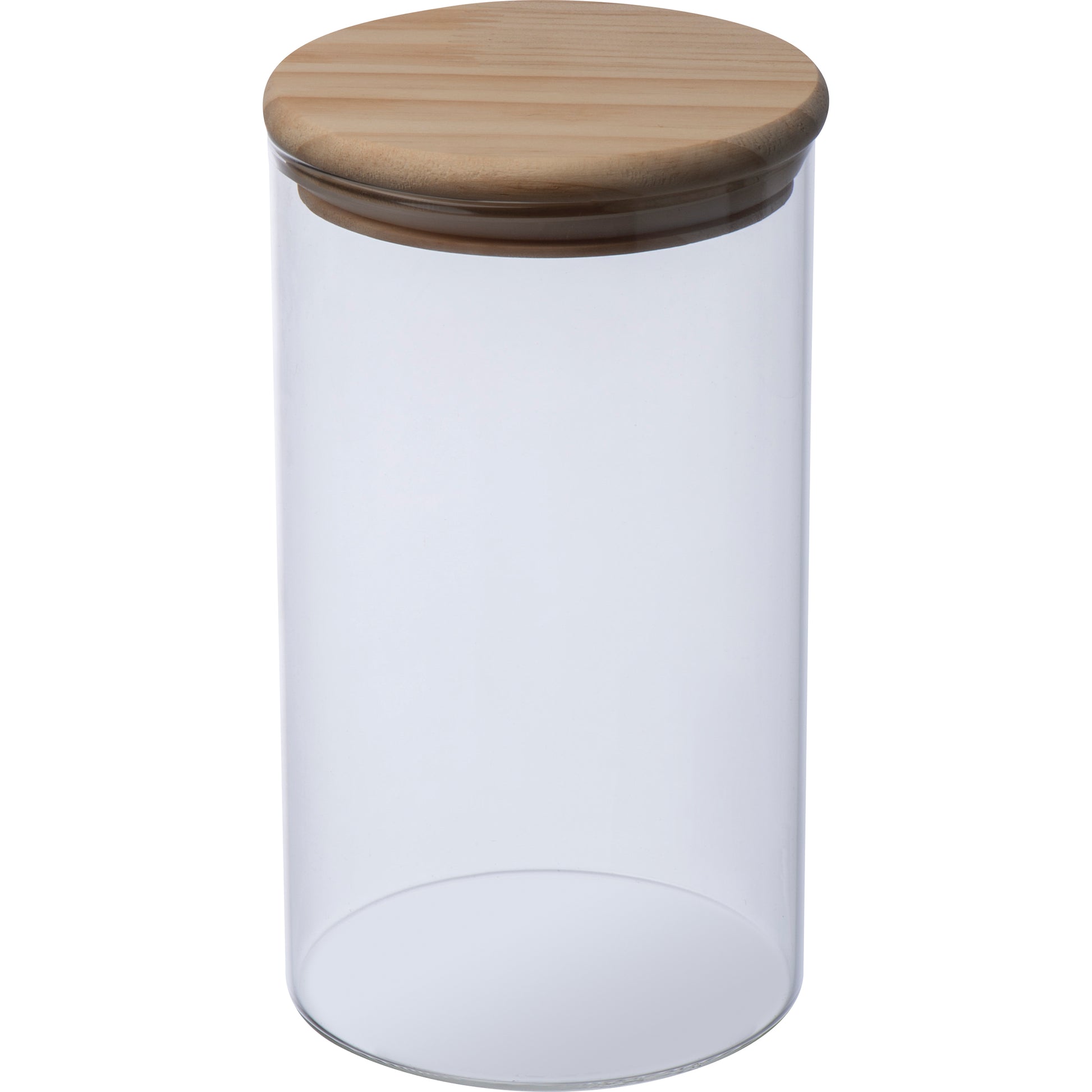 Dose aus Borosilikatglas mit Kiefernholzdeckel 1000 ml JAMIE