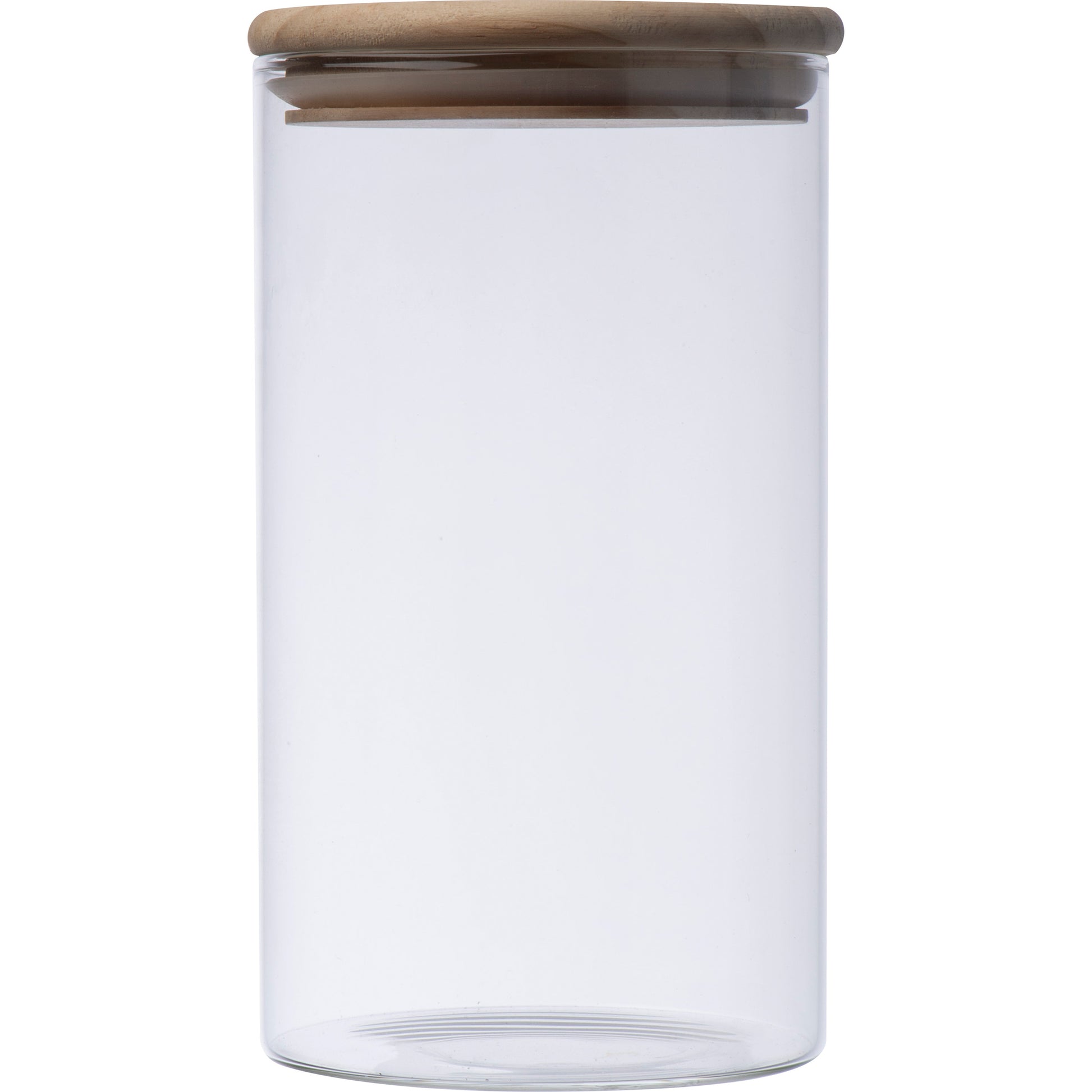 Dose aus Borosilikatglas mit Kiefernholzdeckel 1000 ml JAMIE