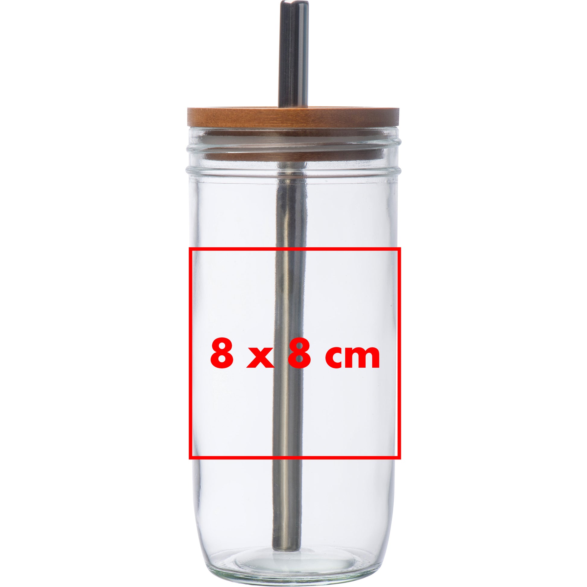 Glasbecher mit Bambusdeckel und Trinkhalm BENEDYKT
