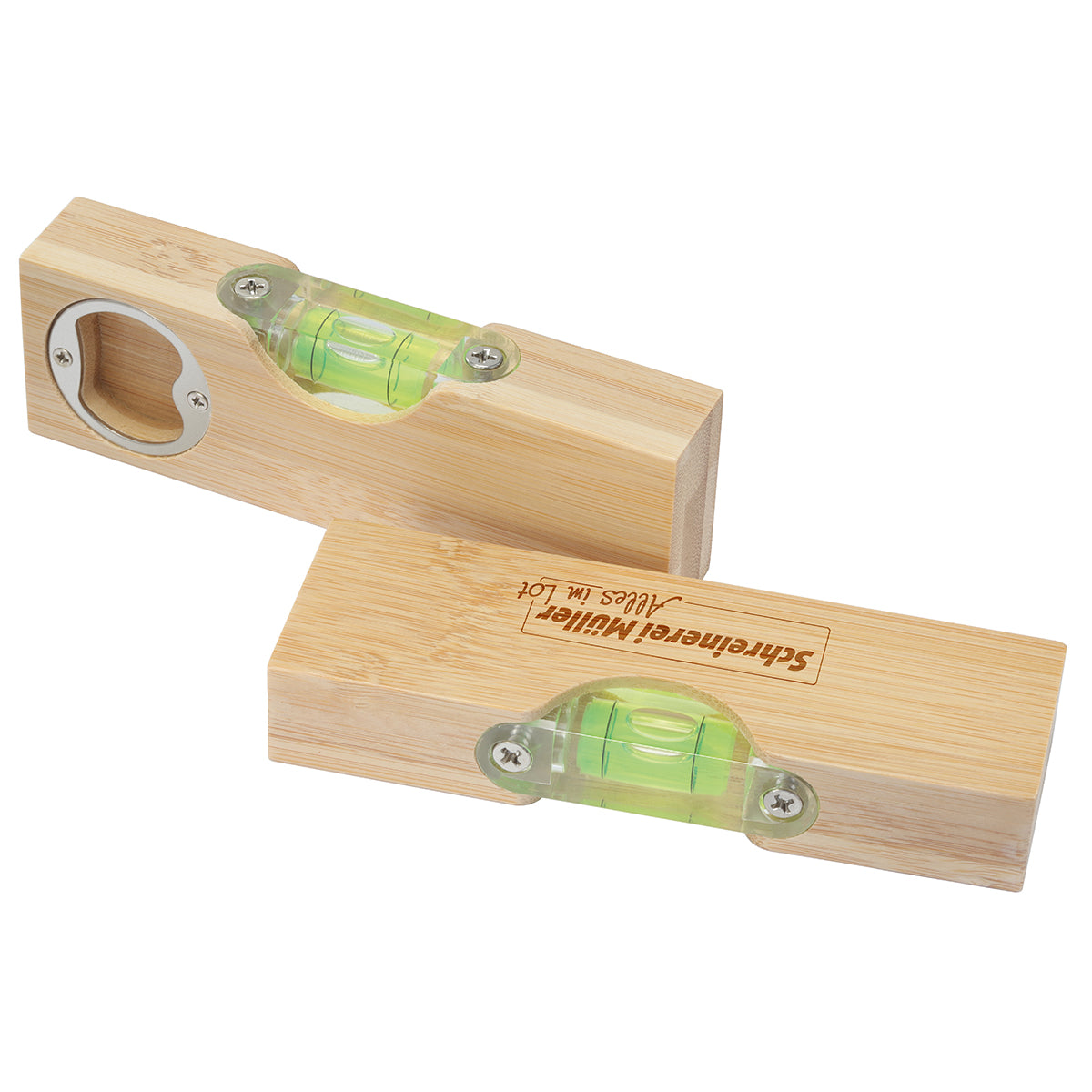 Wasserwaage Bambus mit Flaschenöffner, – Bild 2
