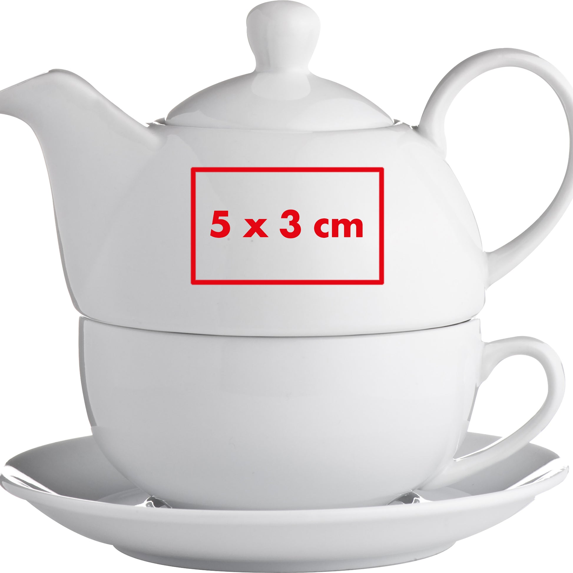 Teekanne mit Tasse und Untersetzer aus Porzellan ELIAS
