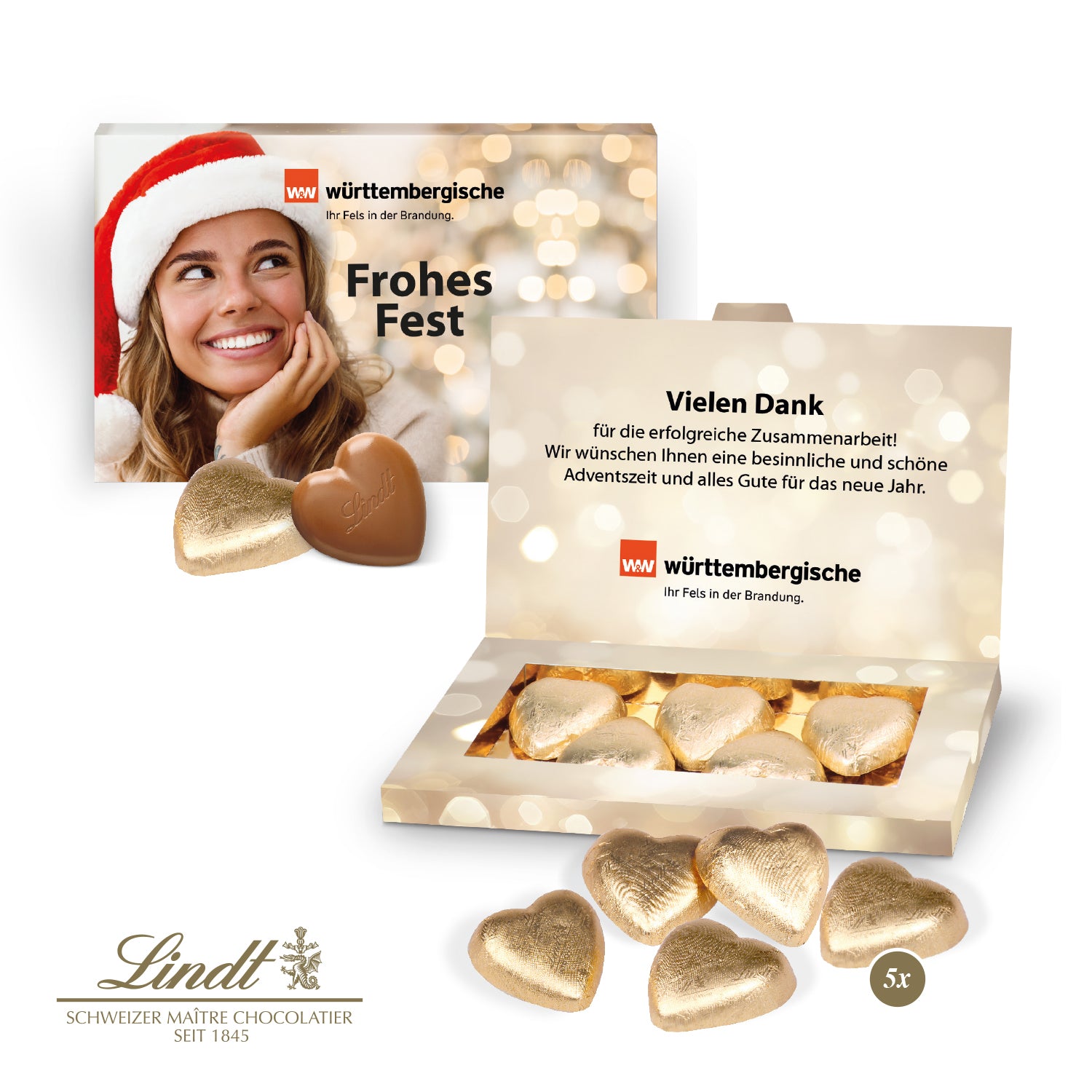 Präsentbox Business mit Lindt Schokoherzen – Produktansicht