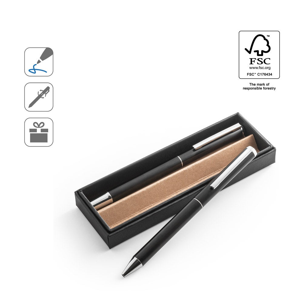 LEAH. Roll- und Kugelschreiber aus Aluminium (94% rAL) mit Clip