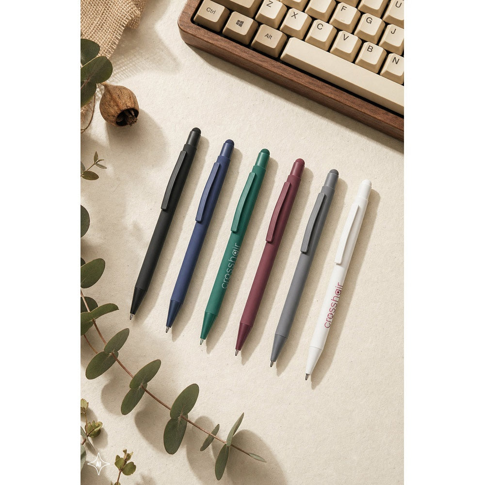 CLINT TOUCH. Kugelschreiber mit modernem Design aus recyceltem Aluminium (100% rAL) mit Gummibeschichtung – zusätzliche Ansicht