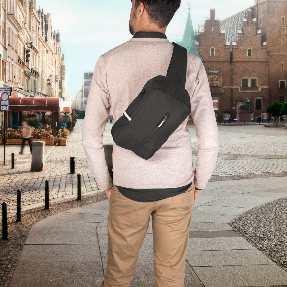 DELFOS. Rucksack mit einem Schultergurt aus 300D recyceltem Polyester und 600D recyceltem Polyester, mit 210D-Futter aus recyceltem Polyester – zusätzliche Ansicht