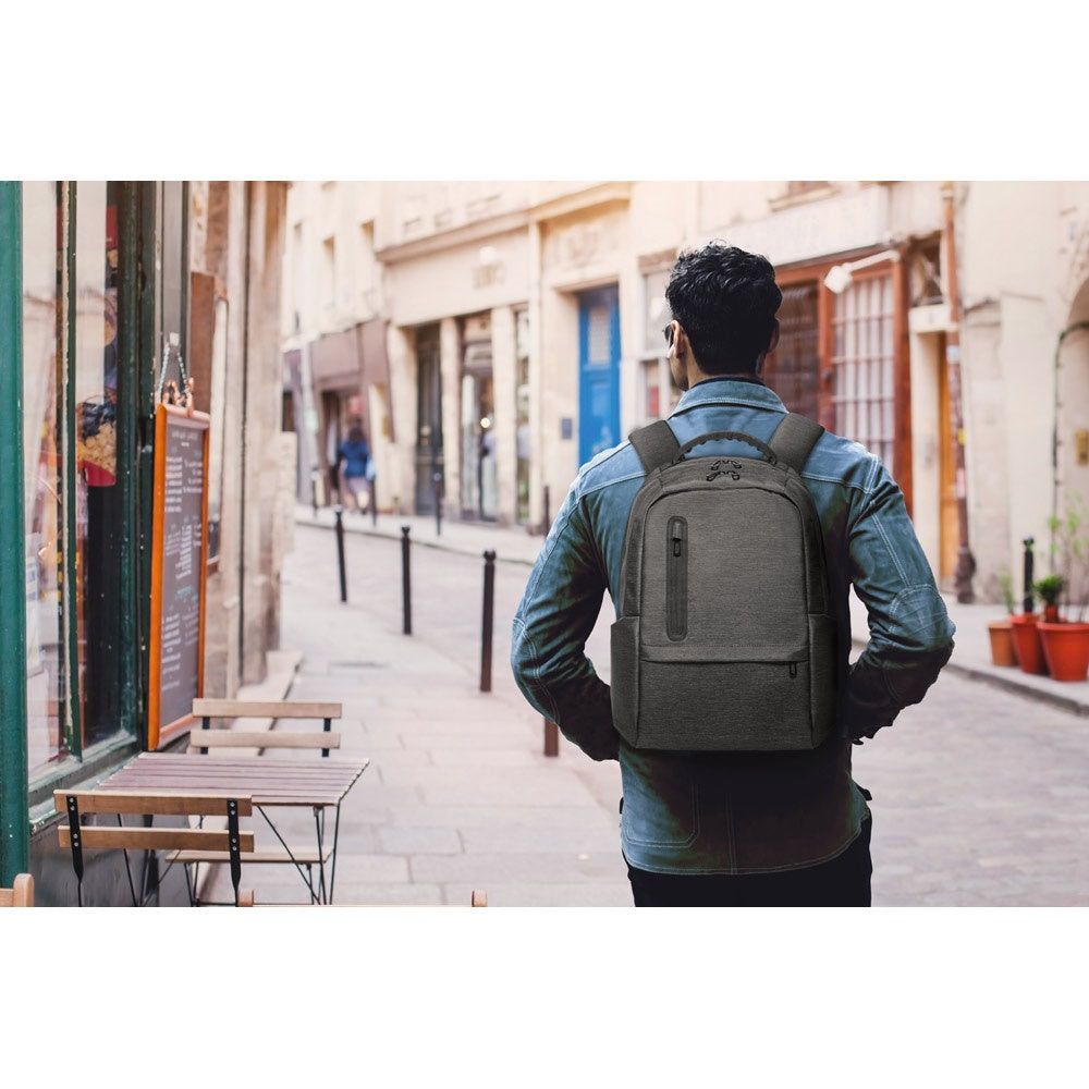 RE-BOSTON. Wasserabweisender 2Tone-Laptop-Rucksack aus recyceltem Nylon mit 210D-Fach – zusätzliche Ansicht