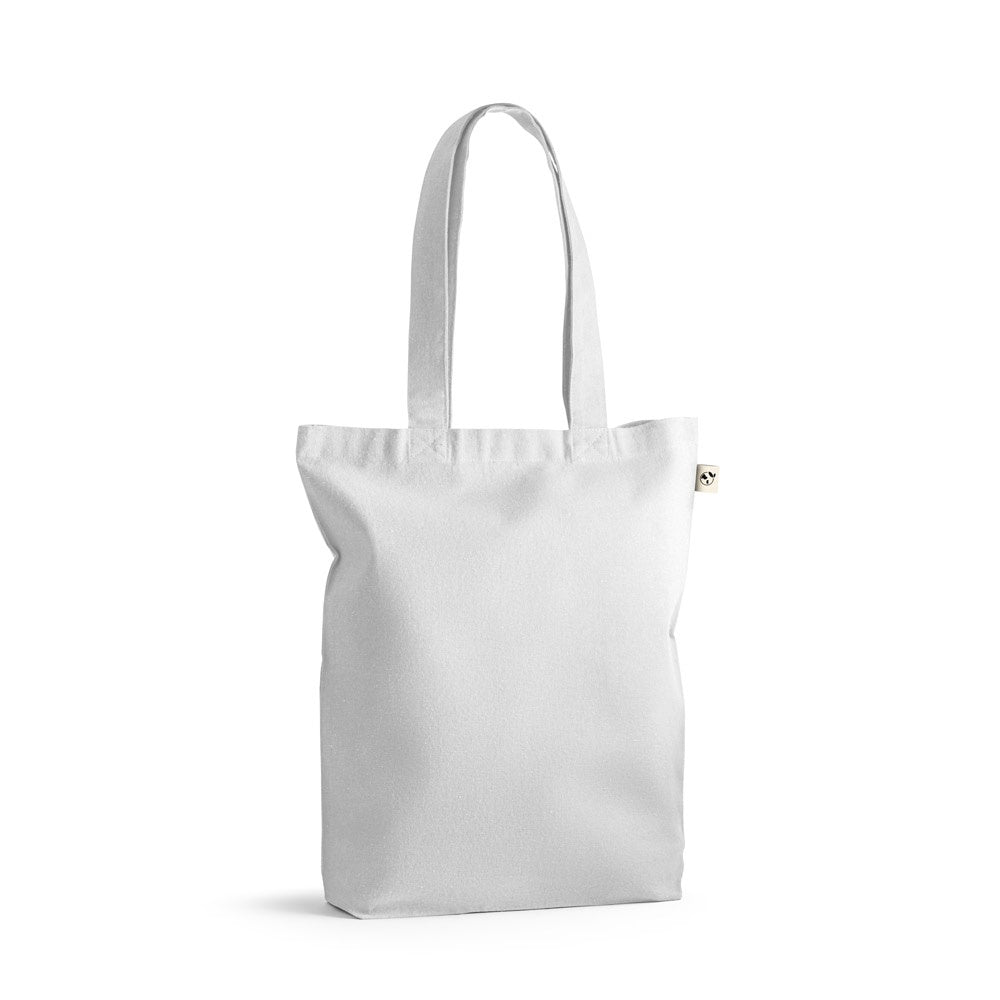 MERIDA. Tragetasche (220 g/ m²) aus Baumwolle (50%), recycelter Baumwolle (30%) und polyester (20% rPET)